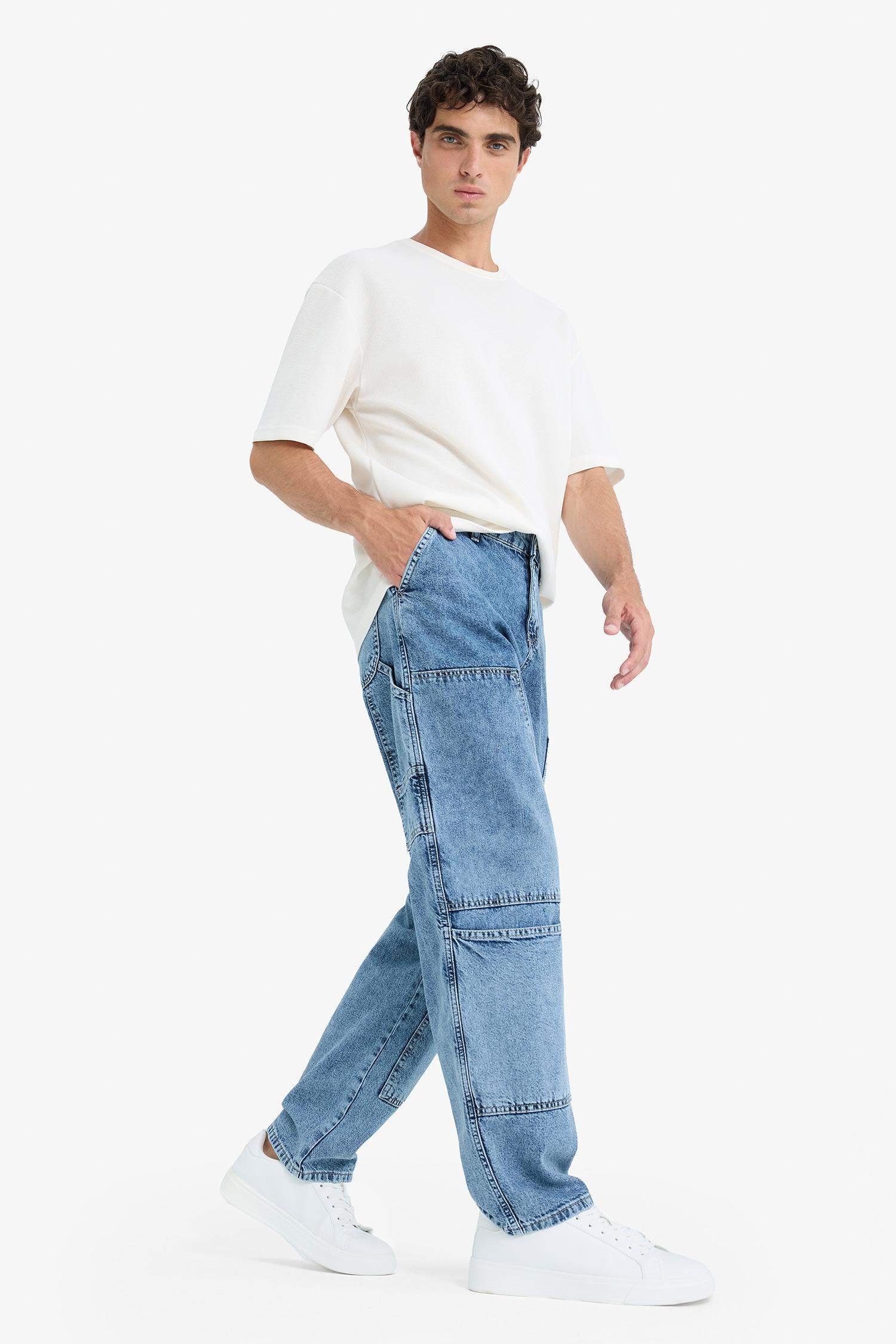 %100 Pamuk Relax Fit Rahat Kesim Düz Paça Jean Pantolon