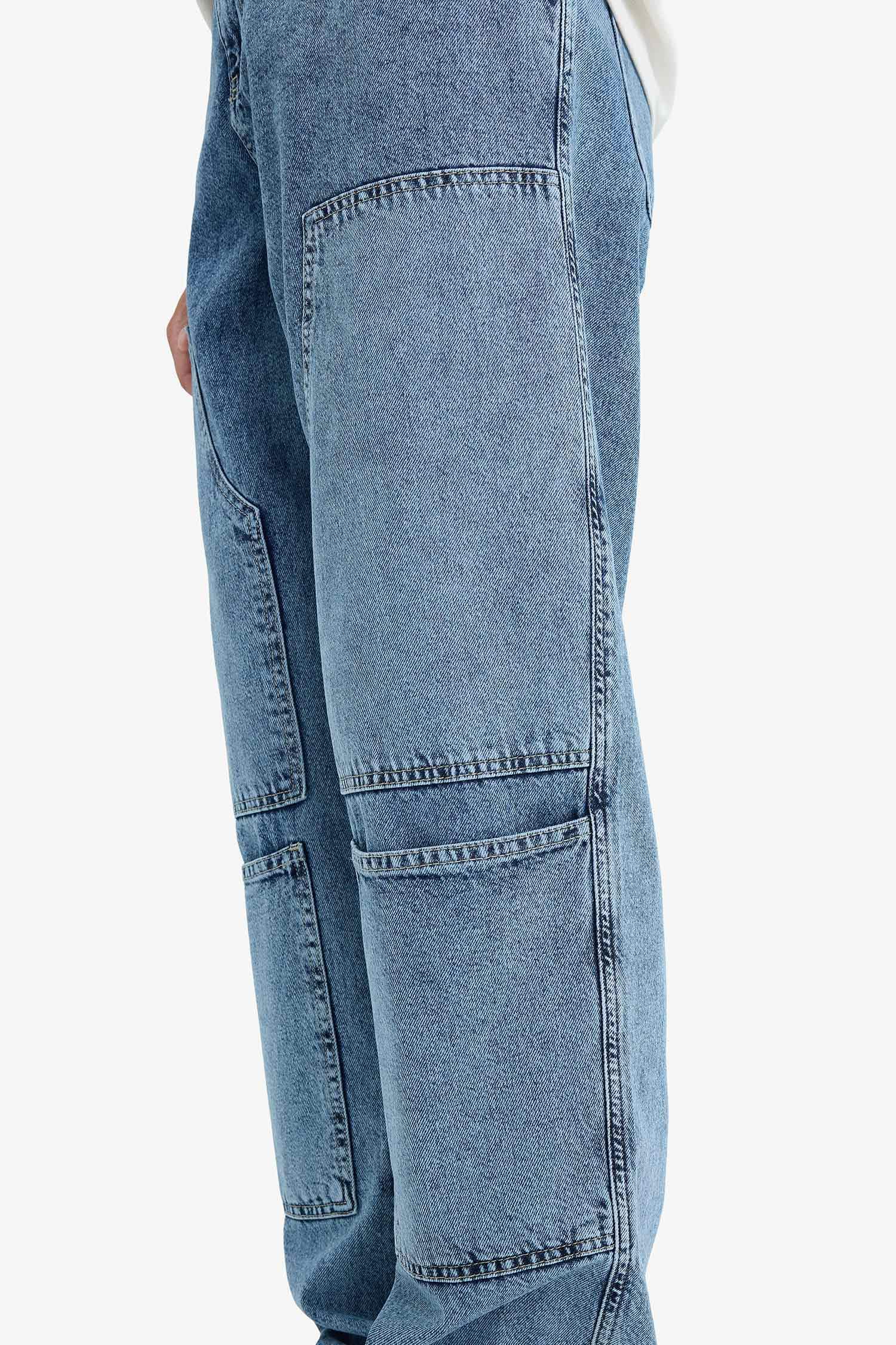 %100 Pamuk Relax Fit Rahat Kesim Düz Paça Jean Pantolon