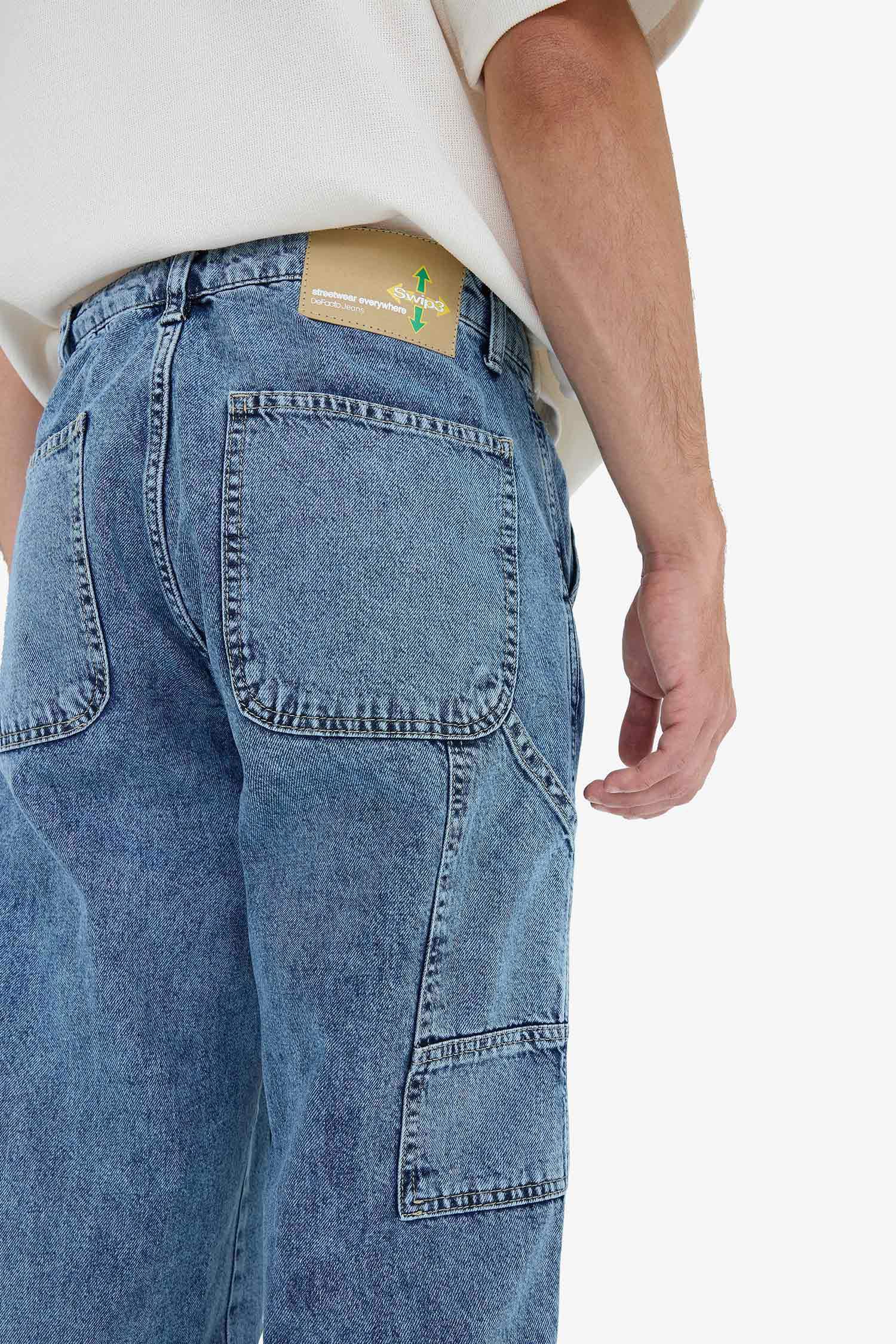 %100 Pamuk Relax Fit Rahat Kesim Düz Paça Jean Pantolon