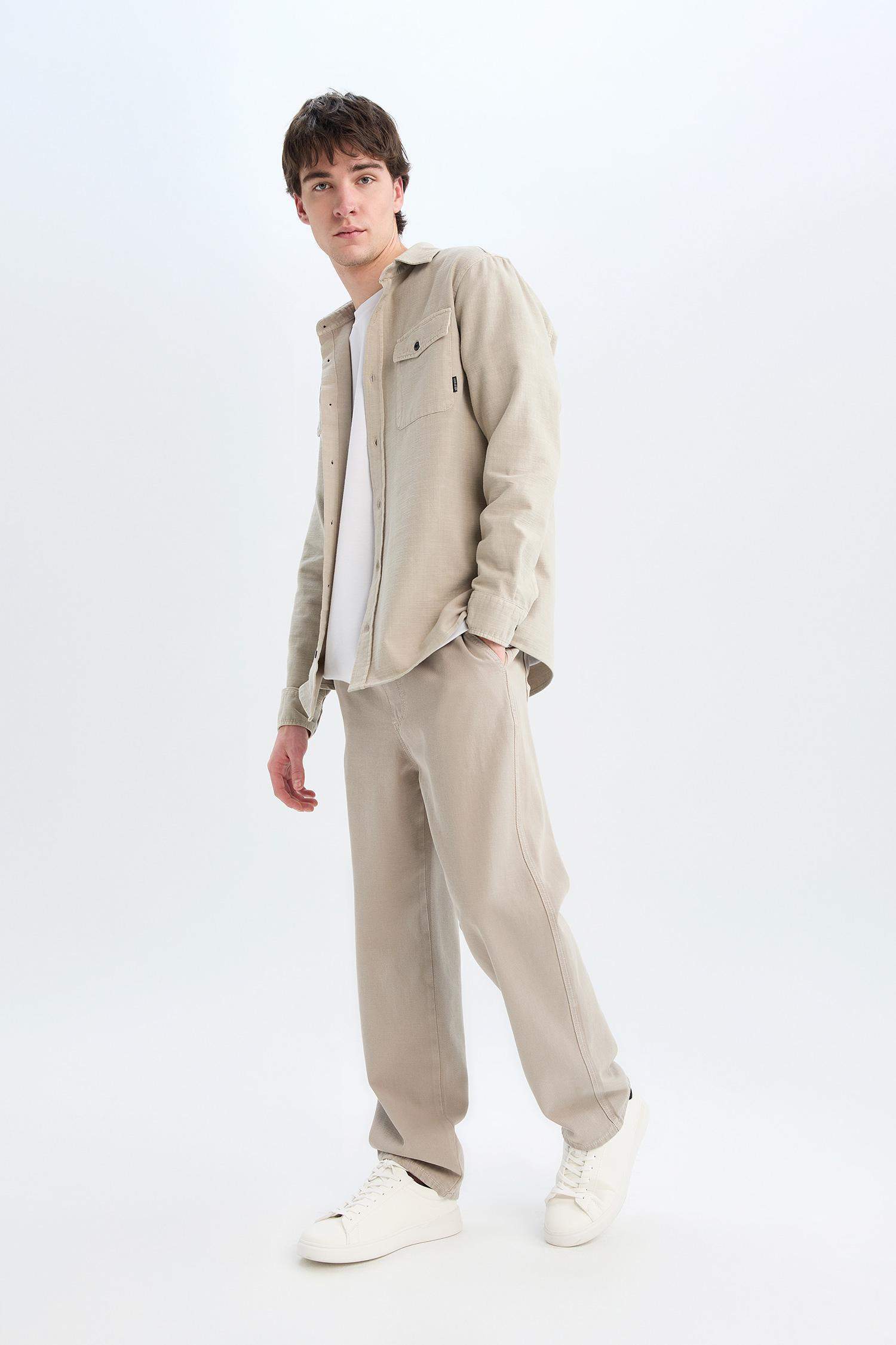 %100 Pamuk Bol Rahat Kesim Wide Leg Geniş Paça Yazlık Keten Görünümlü Pantolon