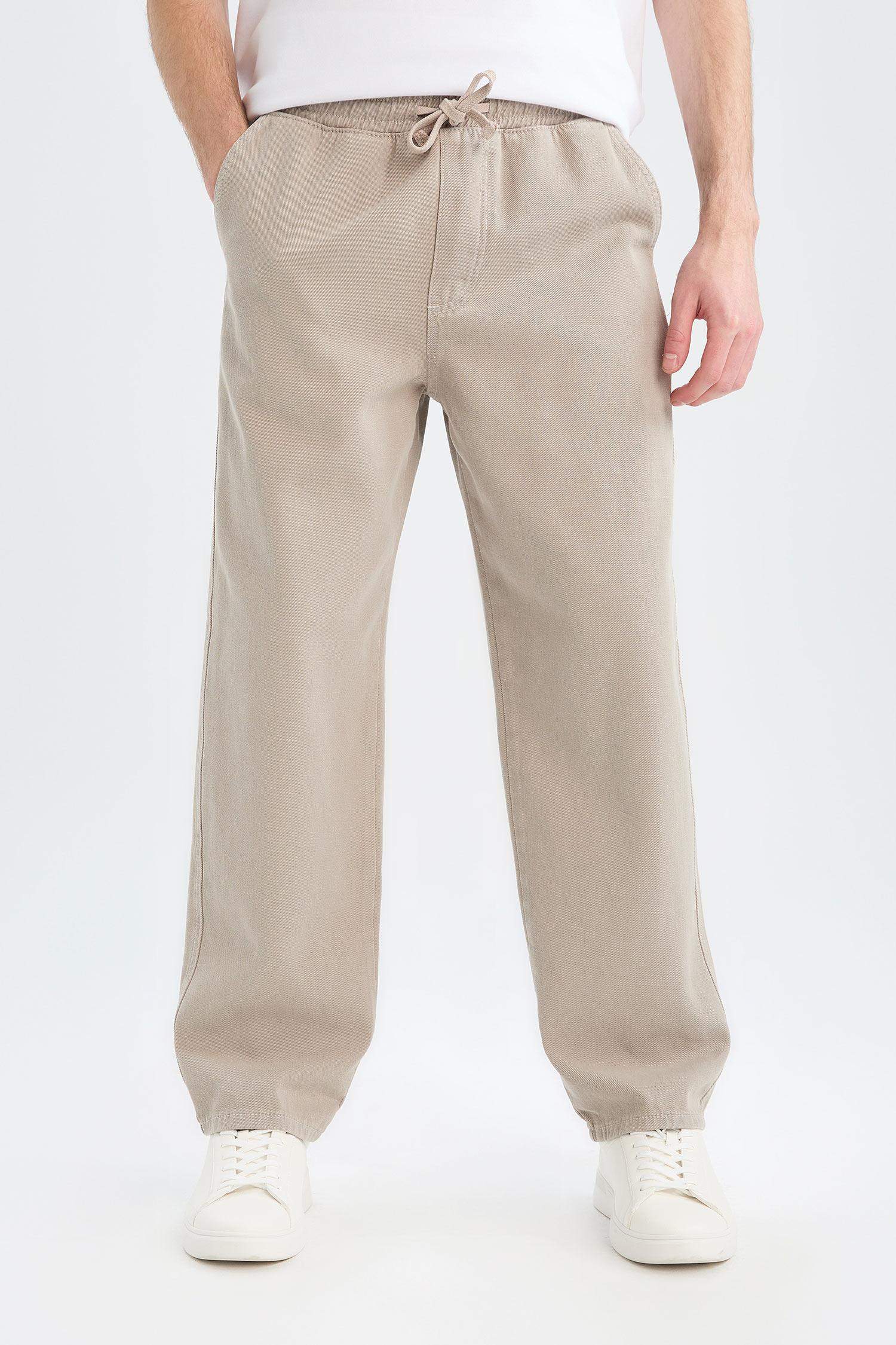 %100 Pamuk Bol Rahat Kesim Wide Leg Geniş Paça Yazlık Keten Görünümlü Pantolon