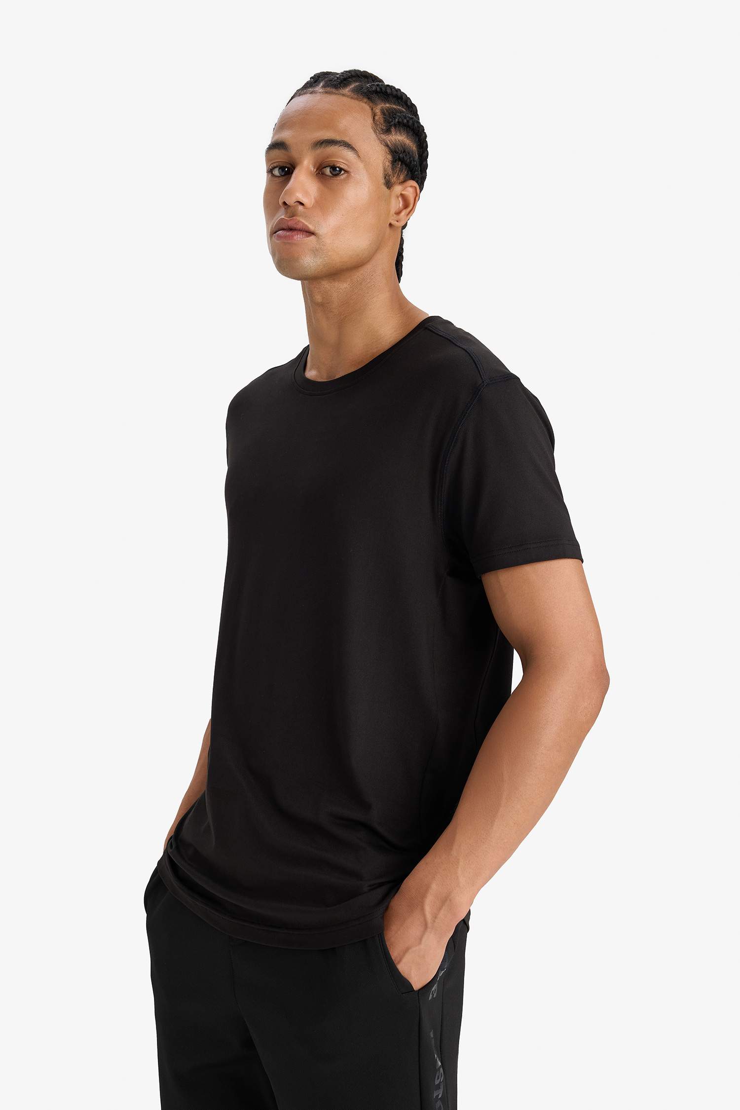 DeFactoFit Esnek Kumaş Standart Fit Bisiklet Yaka Sırt Baskılı Sporcu Kısa Kollu Tişört