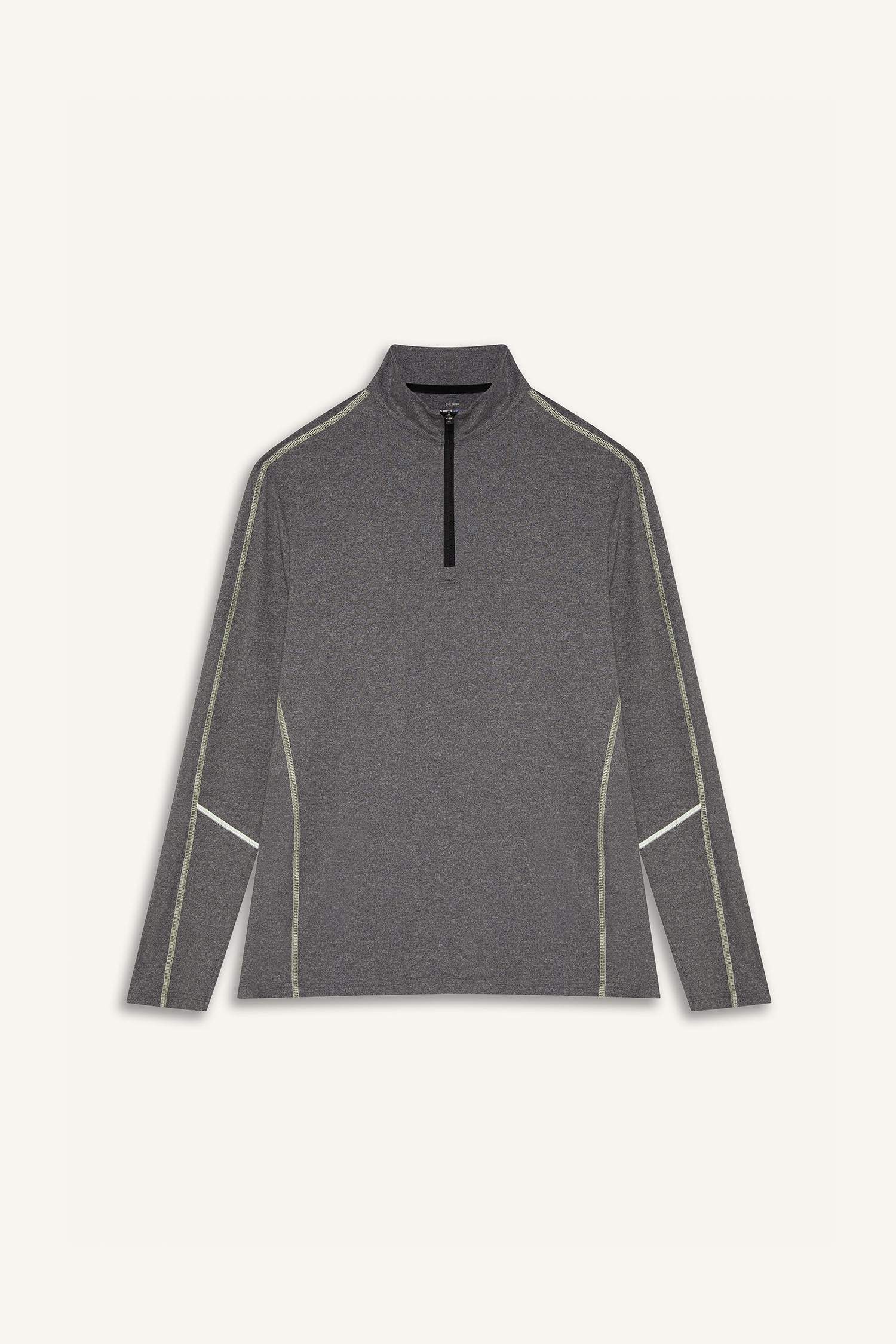 DeFactoFit Esnek Kumaş Standart Fit Fermuarlı Dik Yaka Sporcu Uzun Kollu Tişört