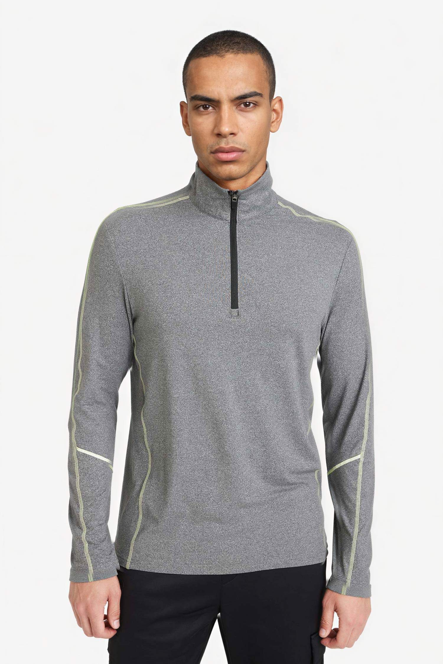 DeFactoFit Standard Fit Zippered Stand Collar Sports T-Shirt