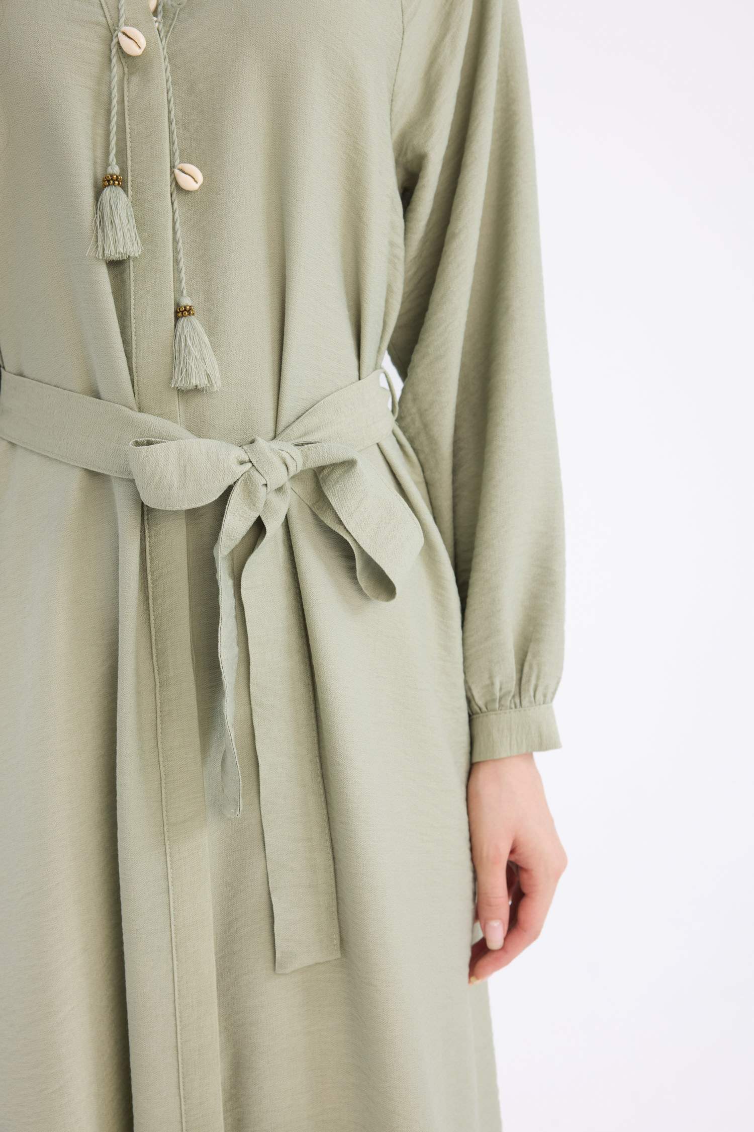 Relax Fit Long Sleeve Belted Maxi Dress