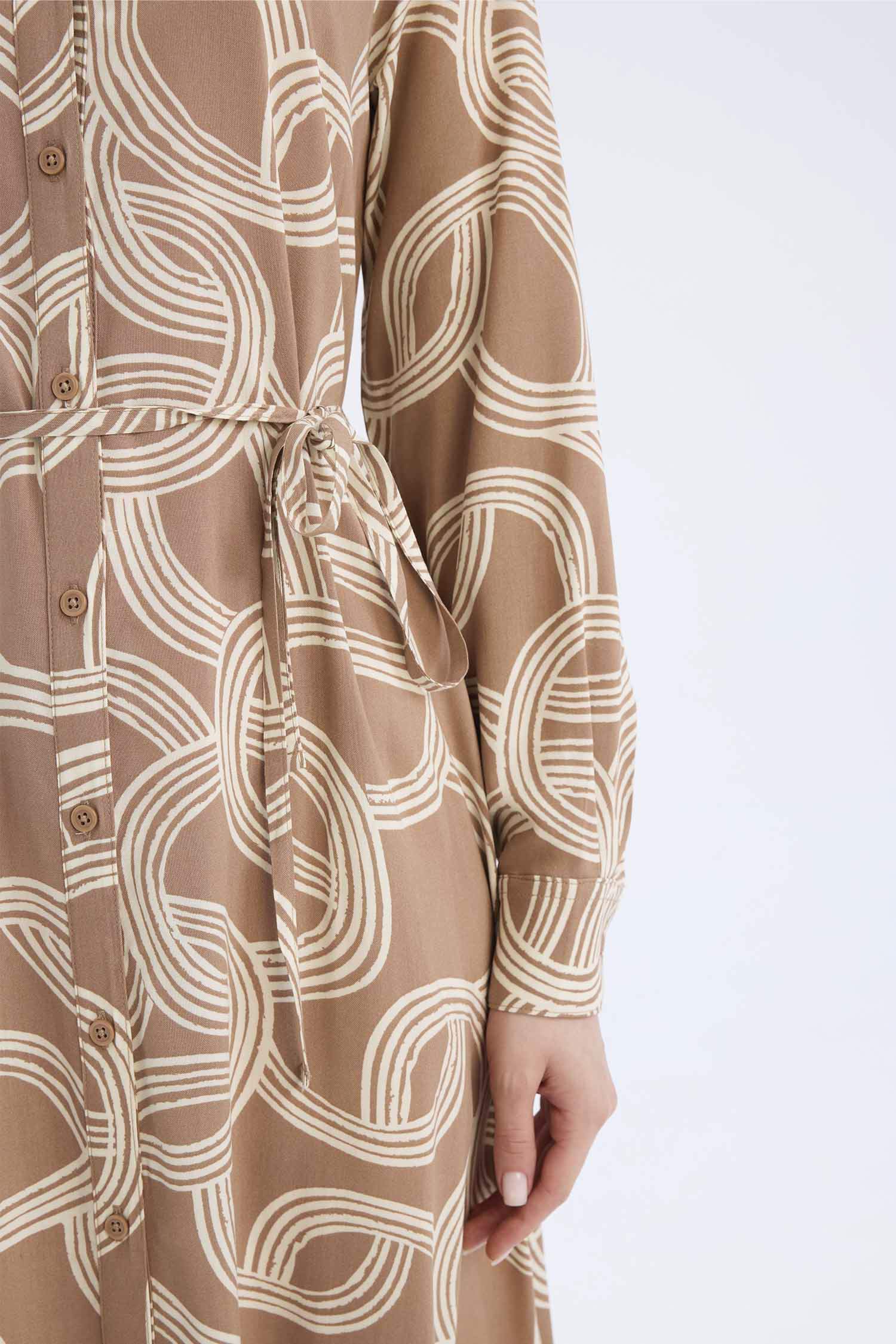 Shirt Collar Printed Viscose Dress