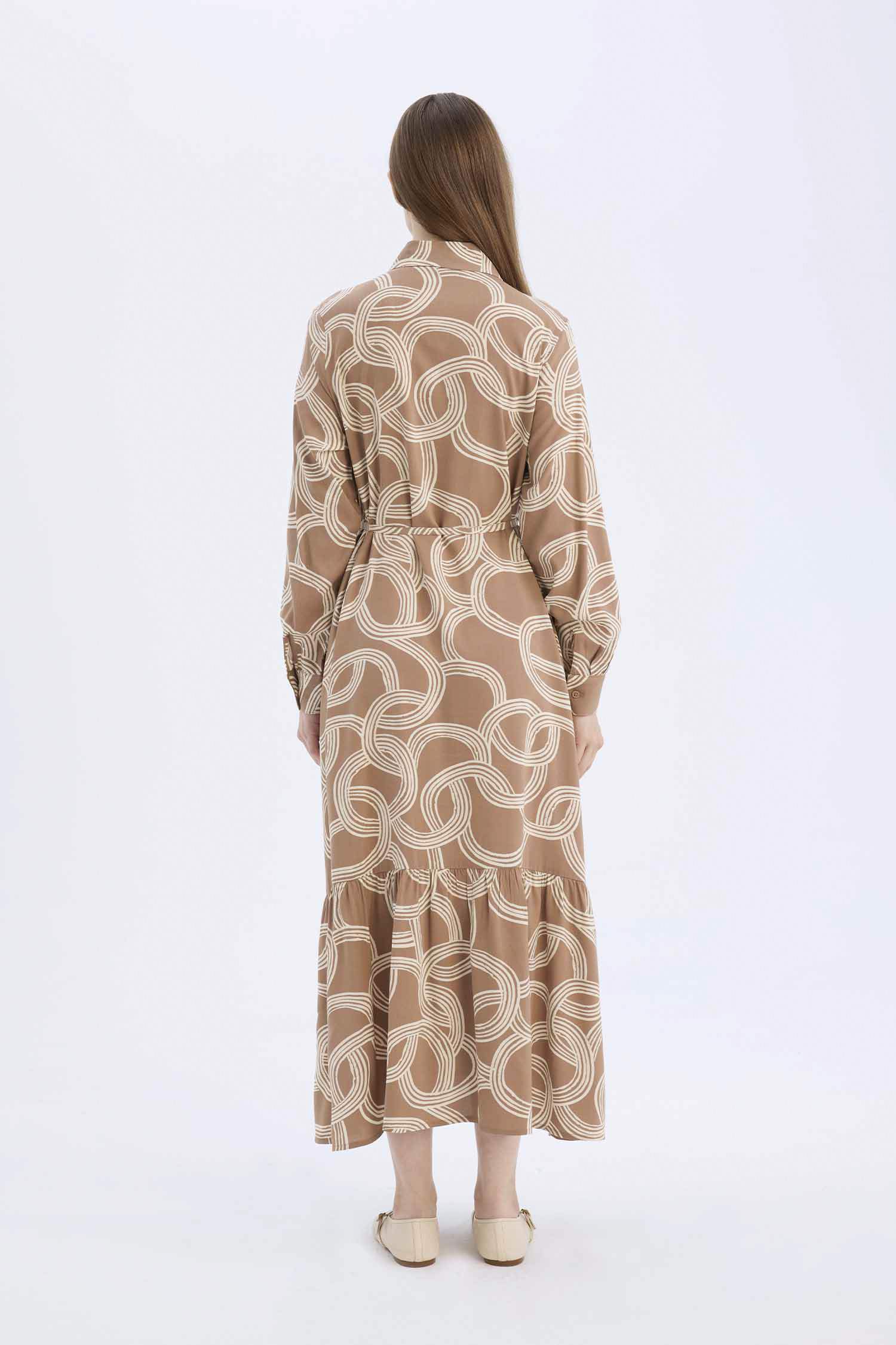 Shirt Collar Printed Viscose Dress
