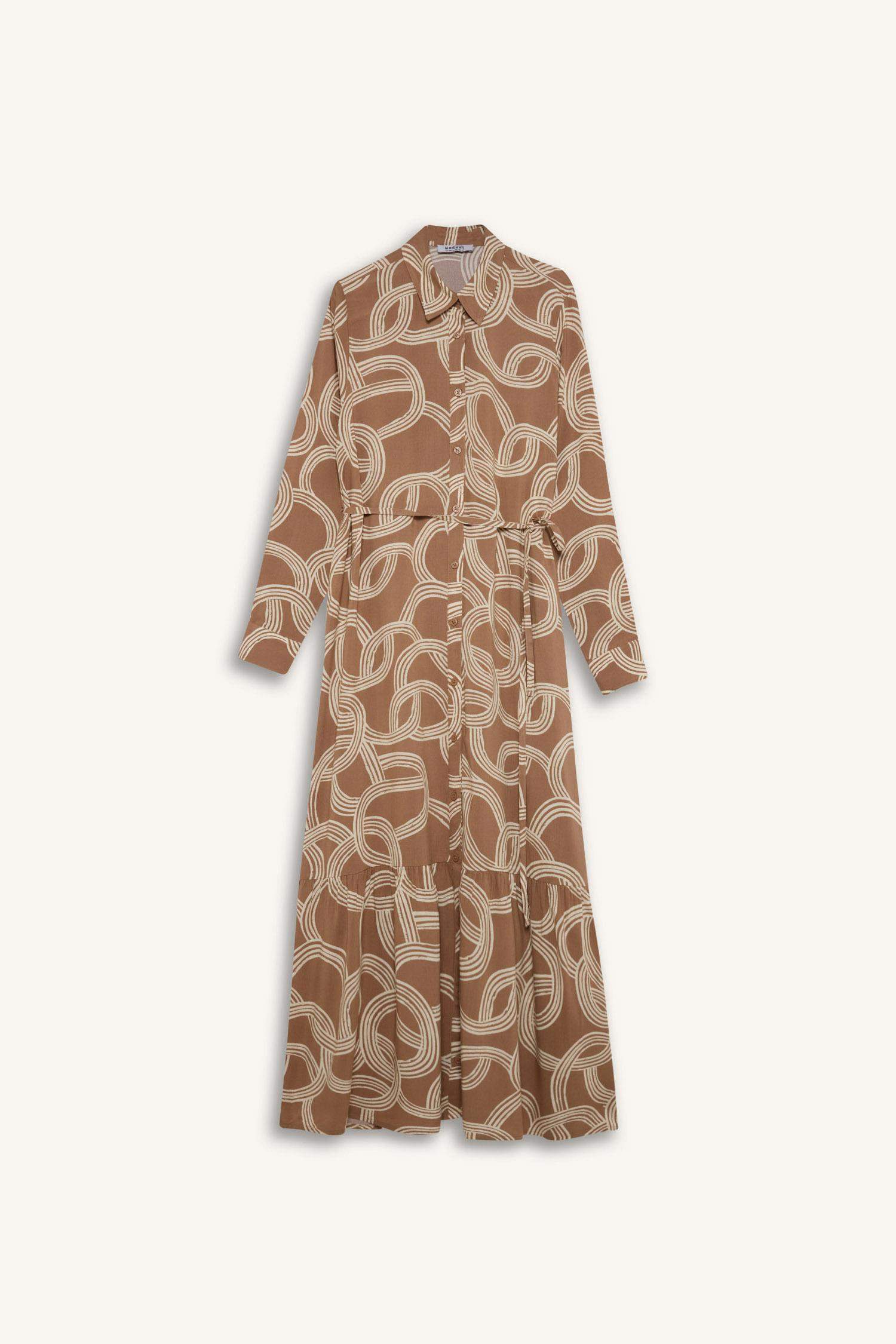 Shirt Collar Printed Viscose Dress