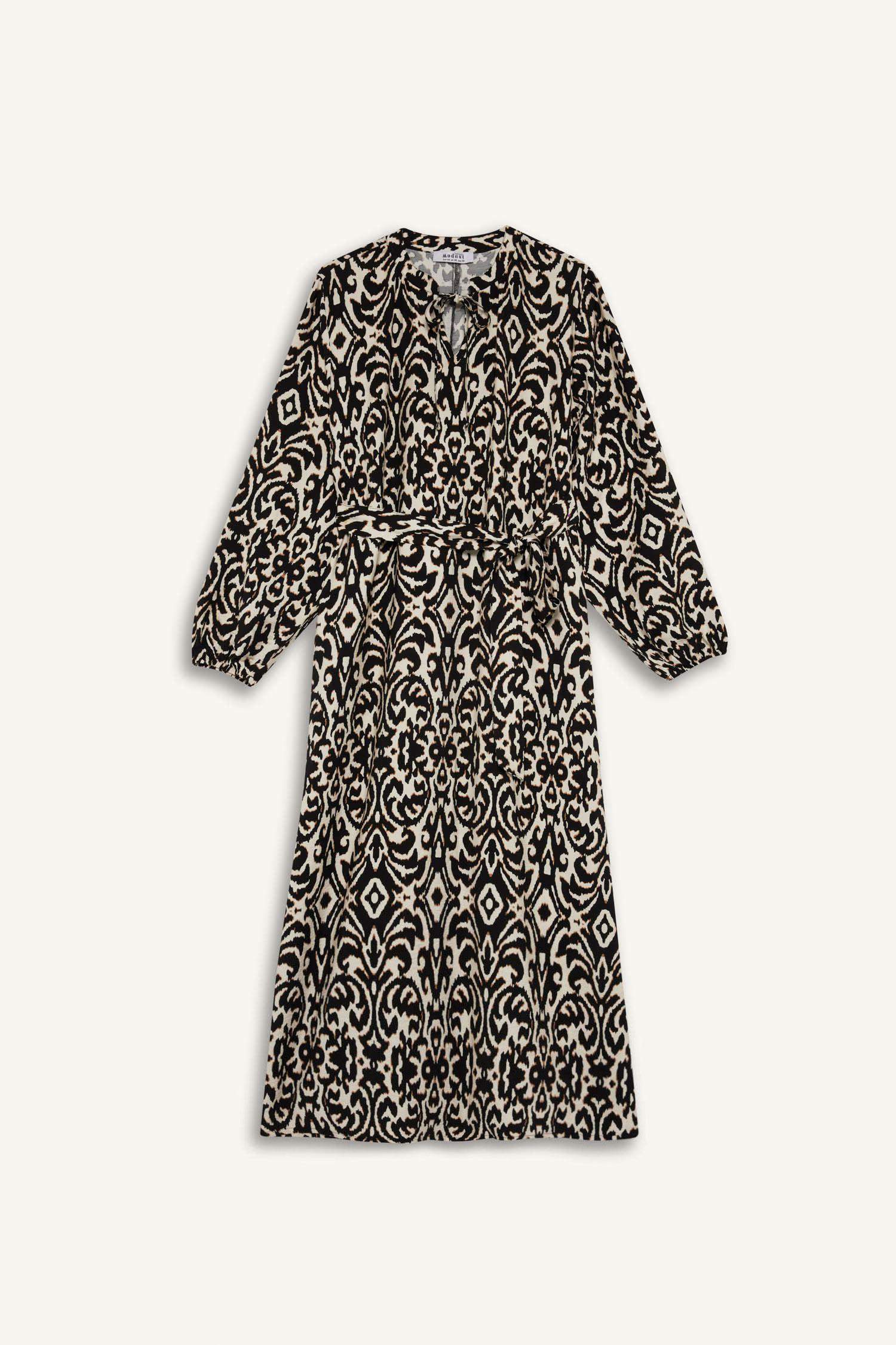 Relax Fit Printed Viscose Raglan Sleeves Dress