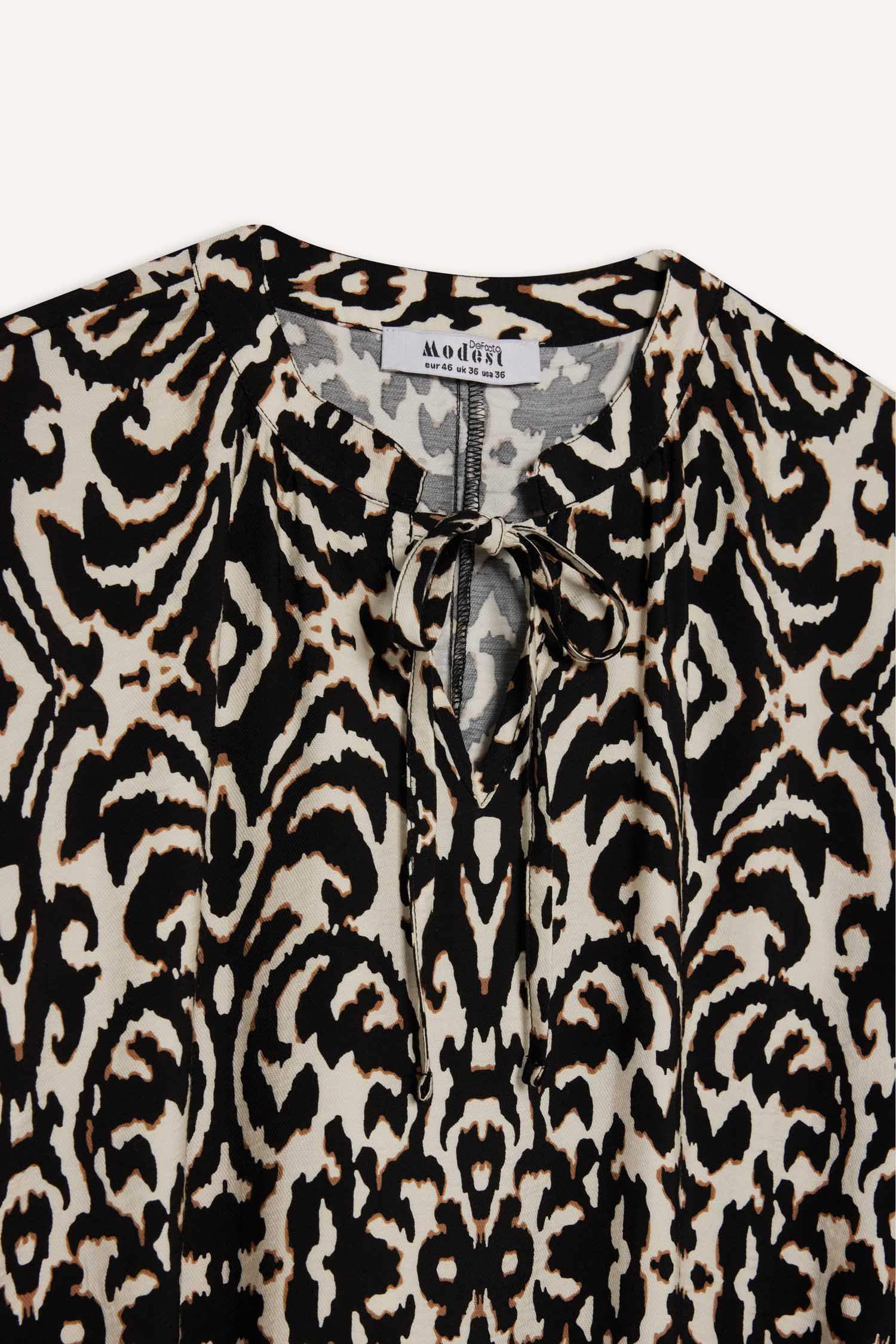 Relax Fit Printed Viscose Raglan Sleeves Dress