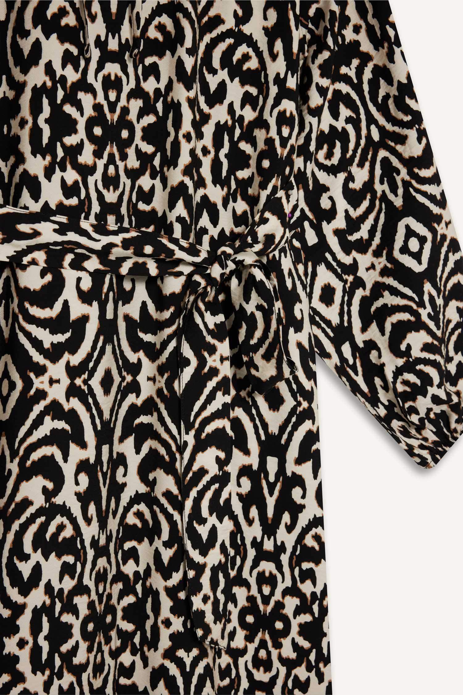 Relax Fit Printed Viscose Raglan Sleeves Dress