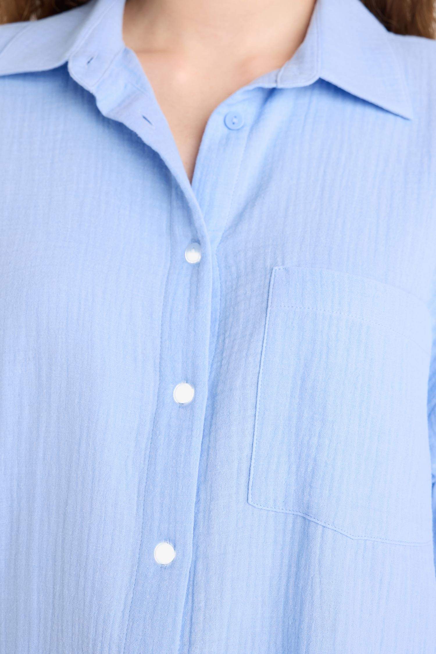 Chemise oversize en mousseline à manches longues