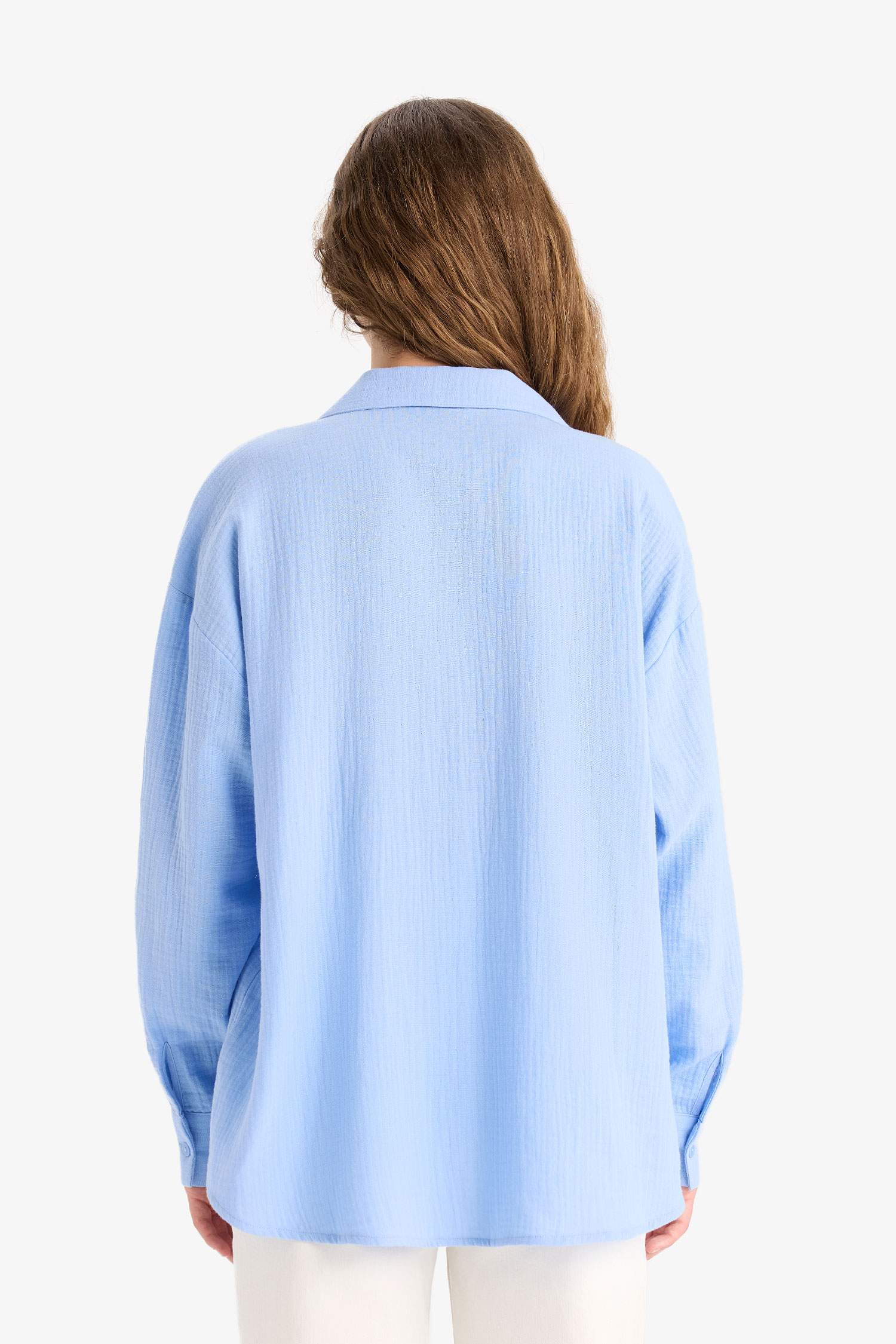 Chemise oversize en mousseline à manches longues