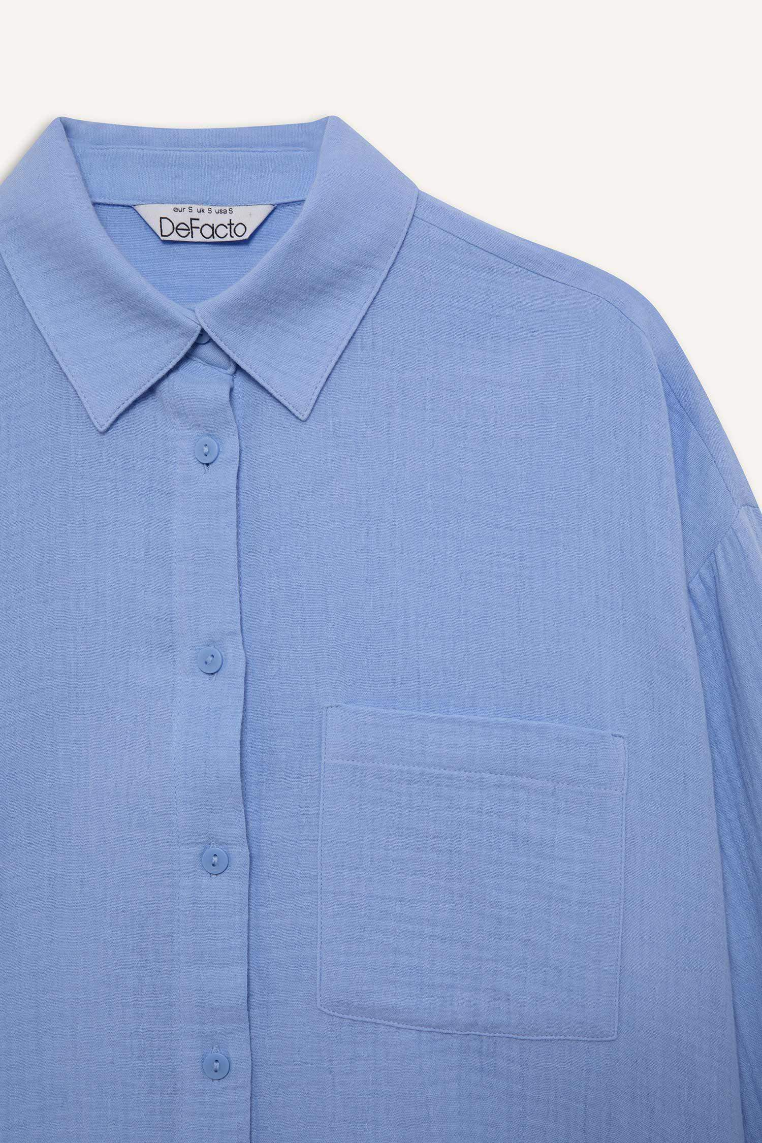 Chemise oversize en mousseline à manches longues