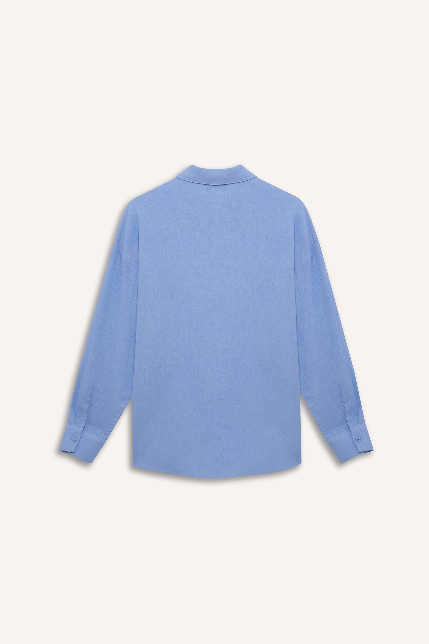 Chemise oversize en mousseline à manches longues
