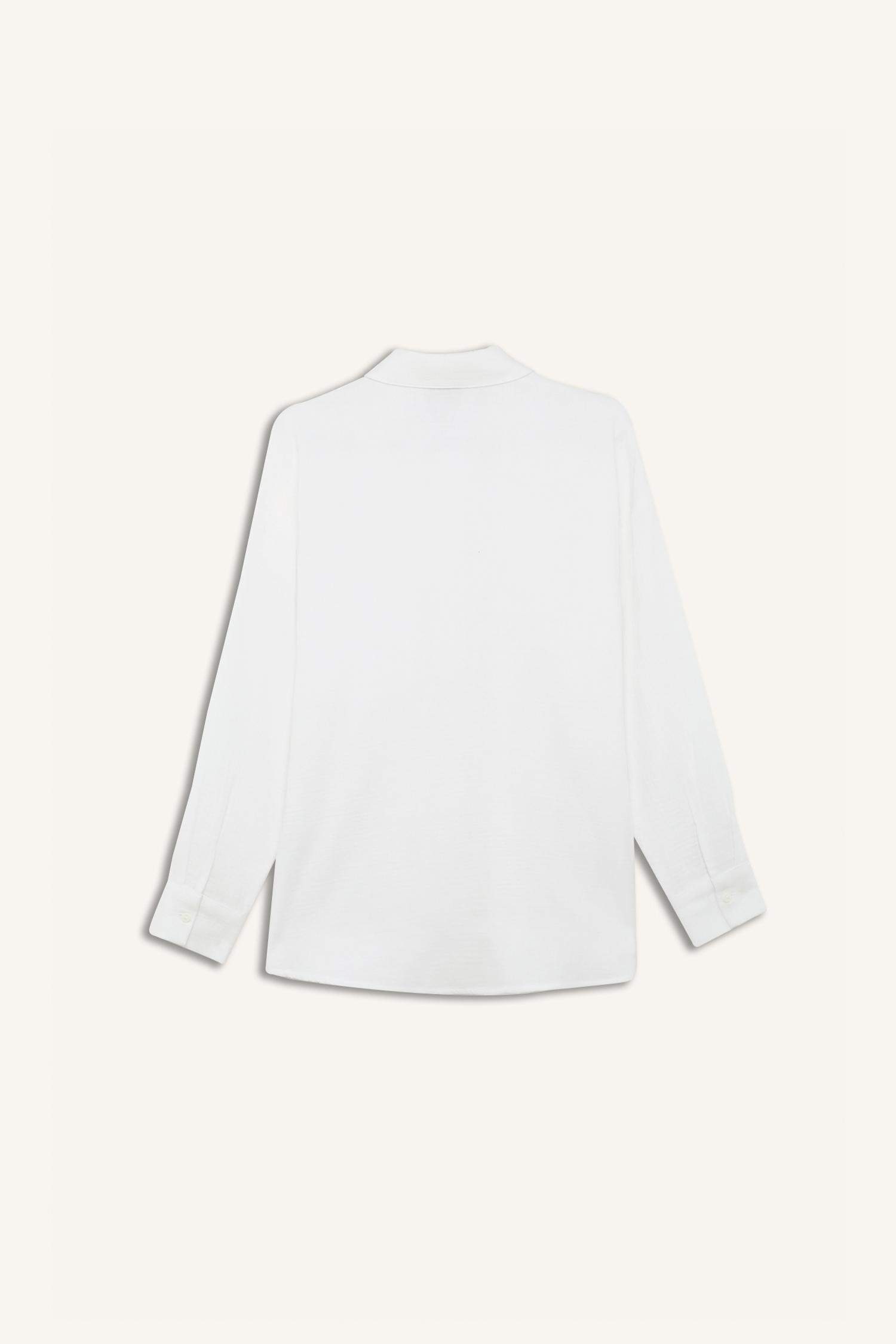 قميص ردن طويل موسلين اوفر سايز بياقة قميص