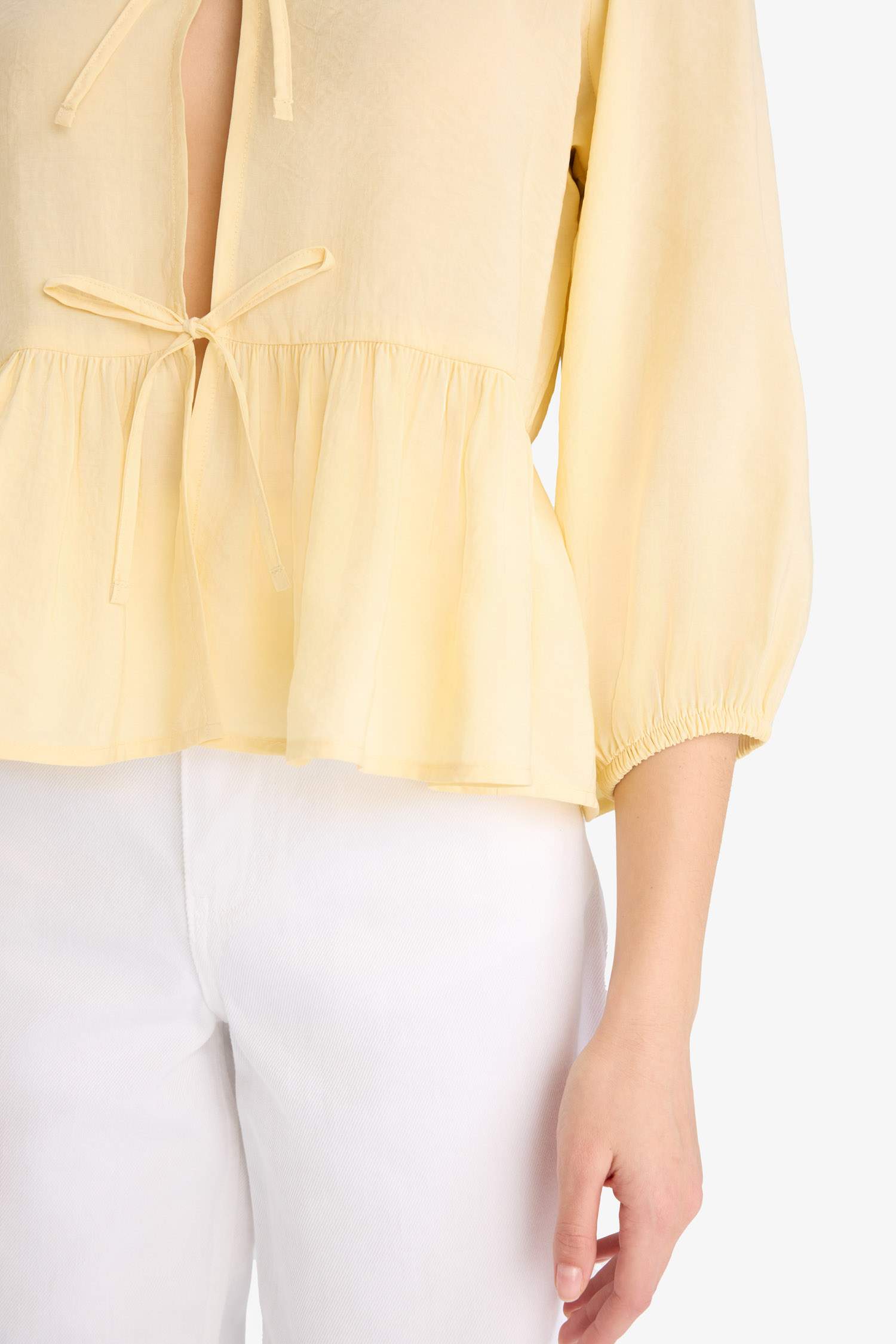 Regular Fit V-Neck Long Sleeve Blouse