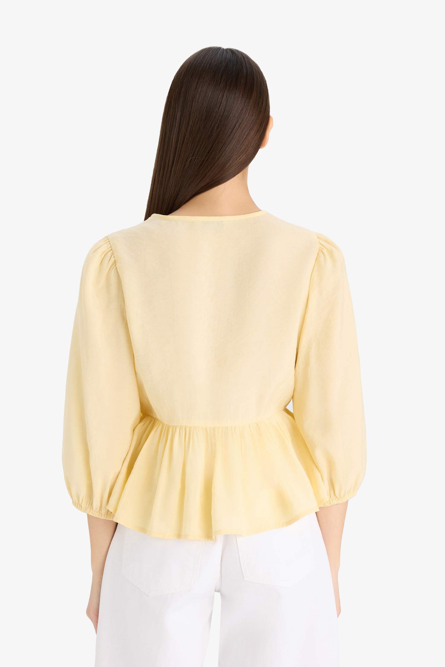 Regular Fit V-Neck Long Sleeve Blouse