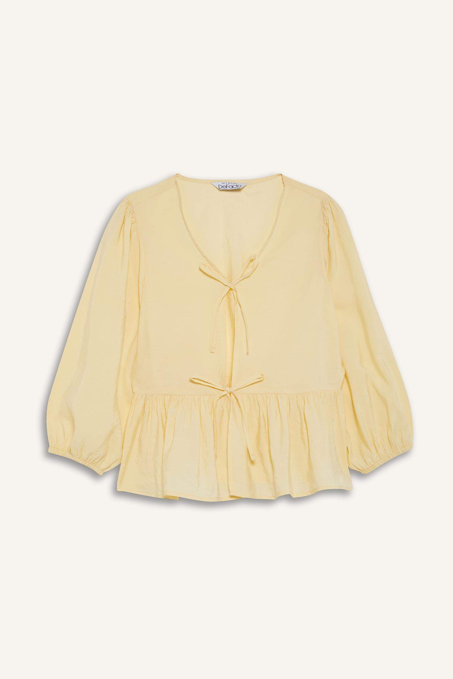 Regular Fit V-Neck Long Sleeve Blouse