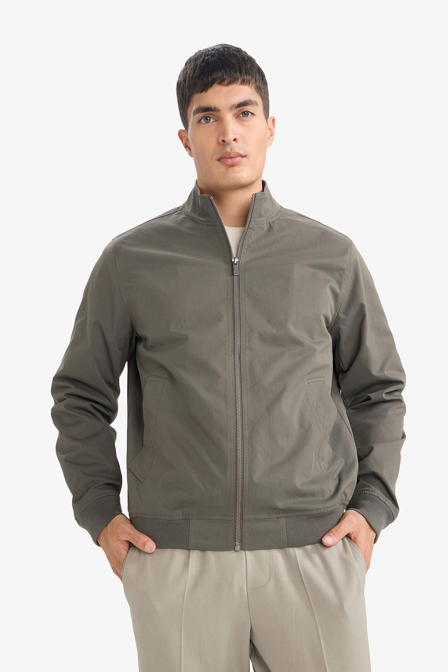 Slim Fit Astarlı Fermuarlı Mont