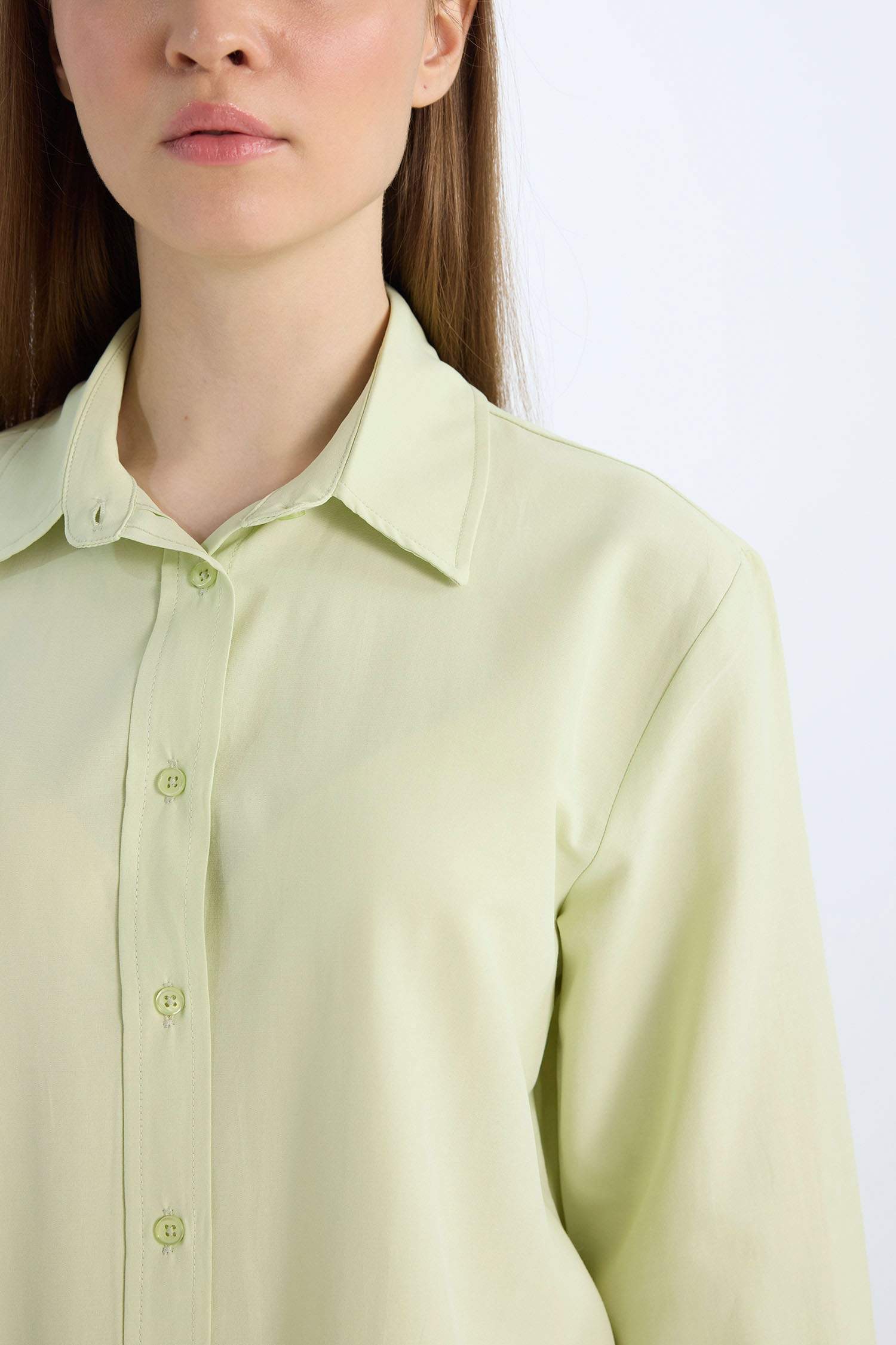 Relax Fit Basic Düz Poplin Uzun Kollu Gömlek Tunik