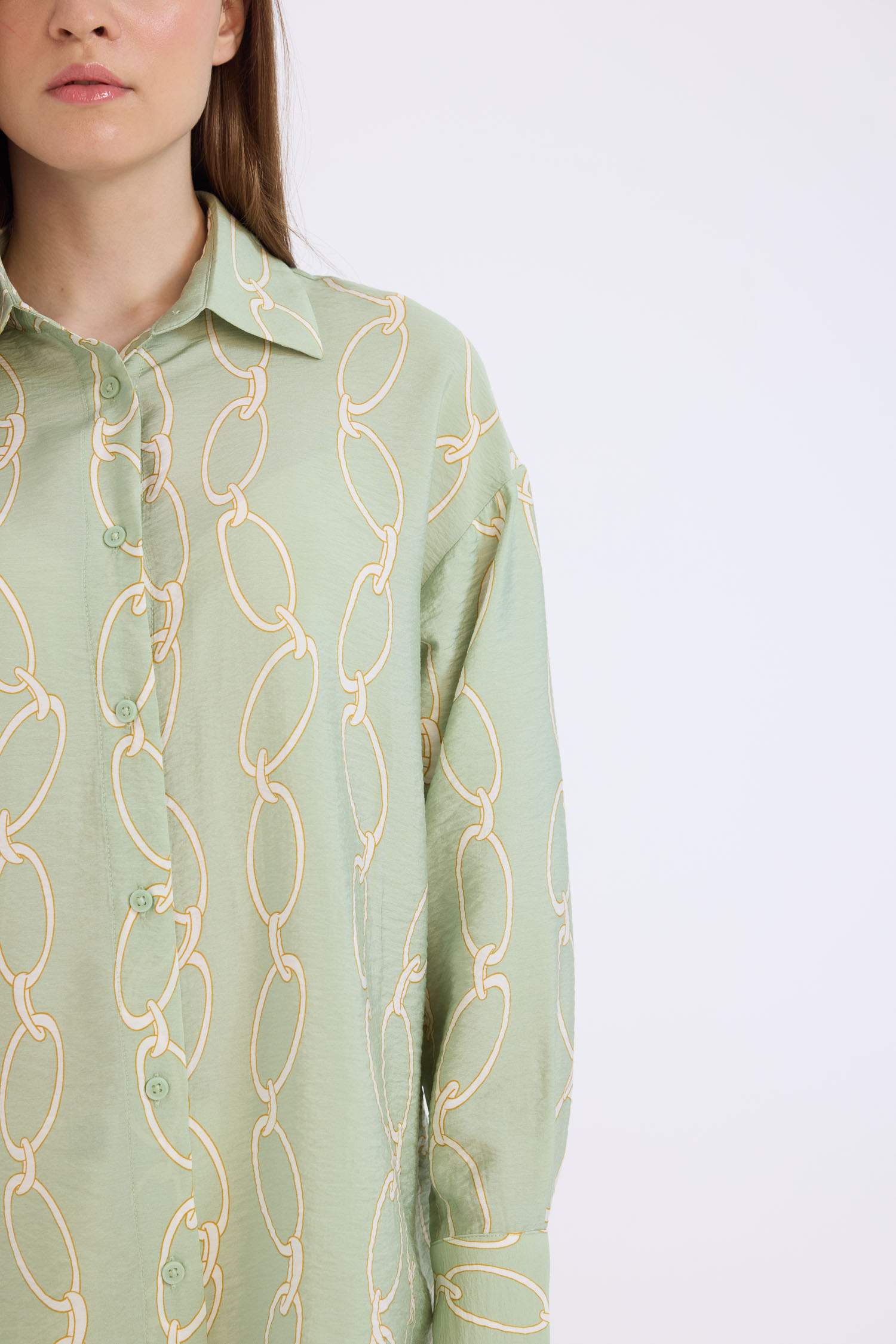 تونيك كم طويل قصة مريحة أخضر نعناع