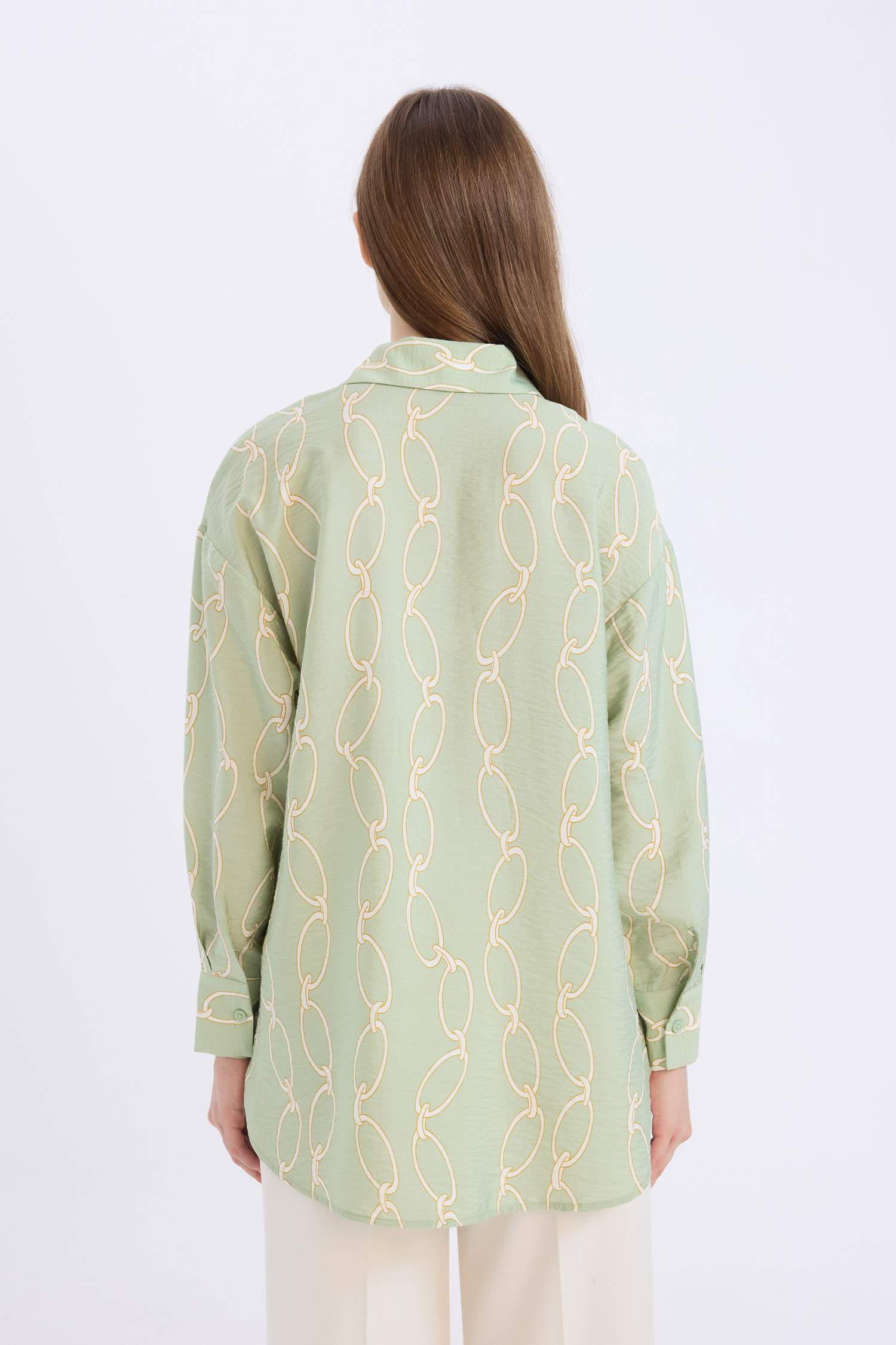 تونيك كم طويل قصة مريحة أخضر نعناع