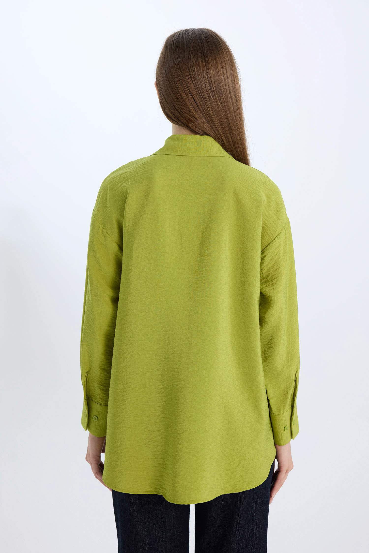 Relax Fit Basic Düz Uzun Kollu Gömlek Tunik