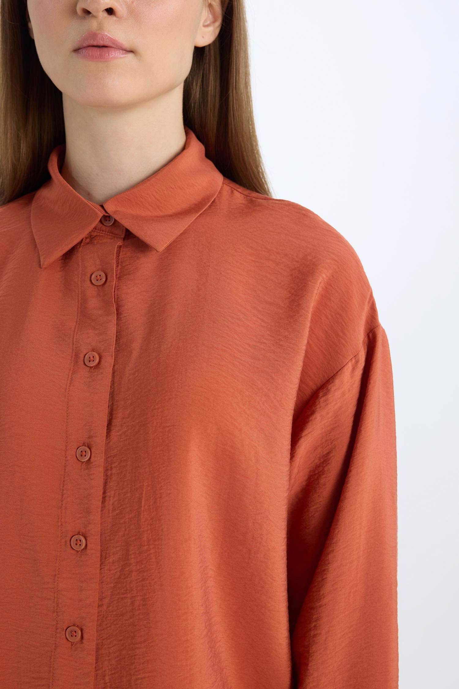 Relax Fit Basic Long Sleeve Shirt Tunic