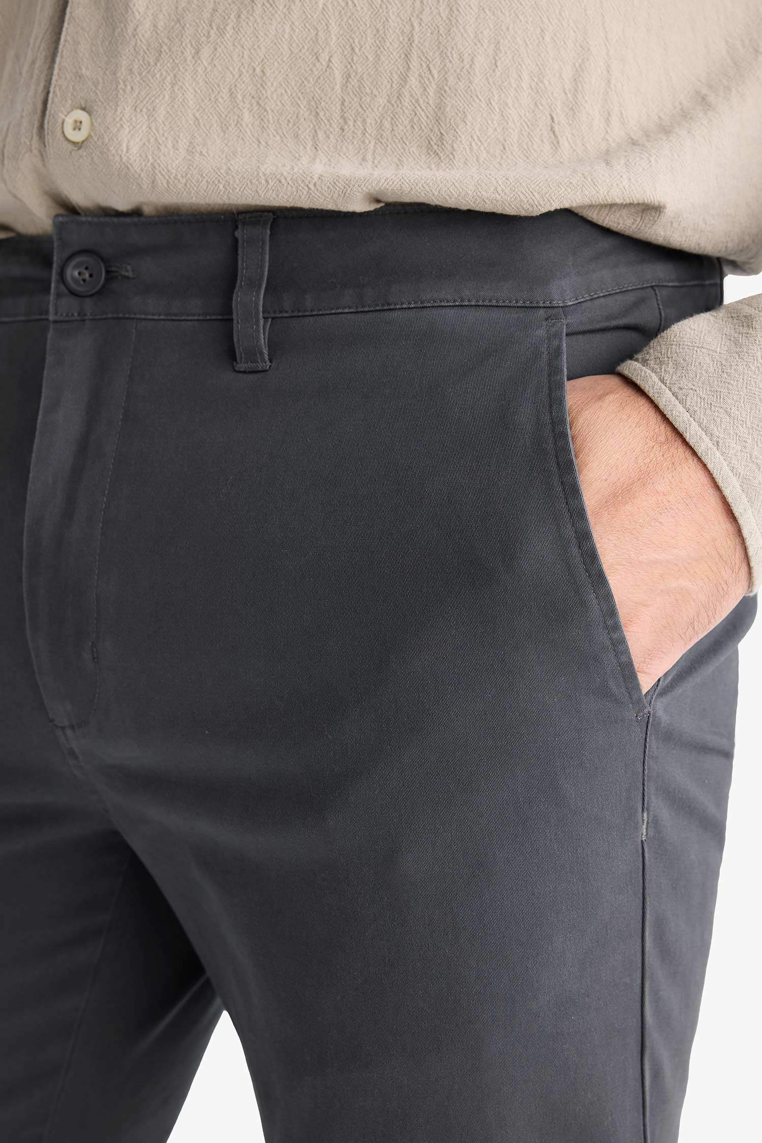 Regular Fit Normal Kesim Cepli Düz Paça Chino Pantolon