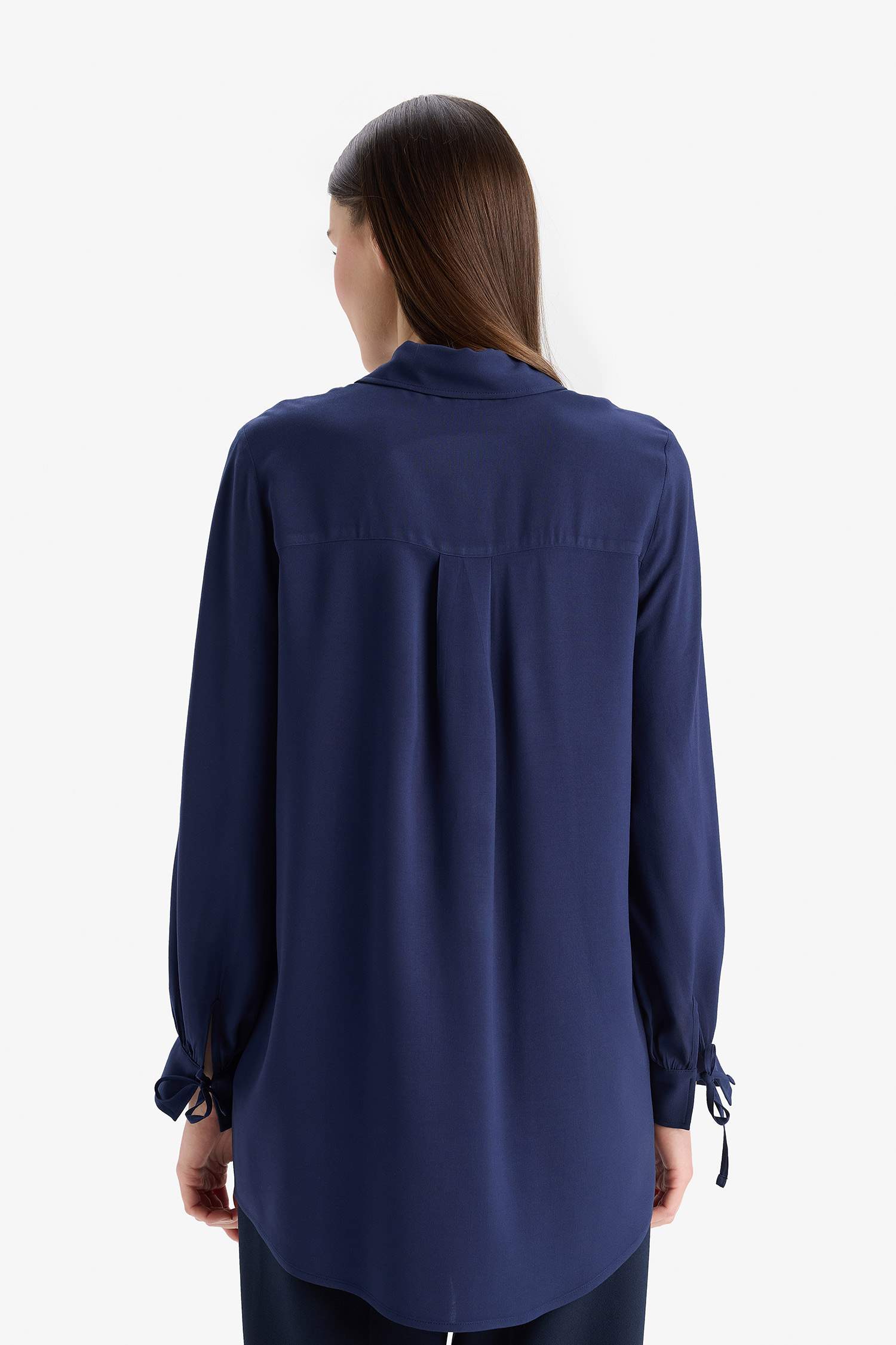 Regular Fit Basic Düz Viskon Uzun Kollu Tesettür Gömlek Tunik