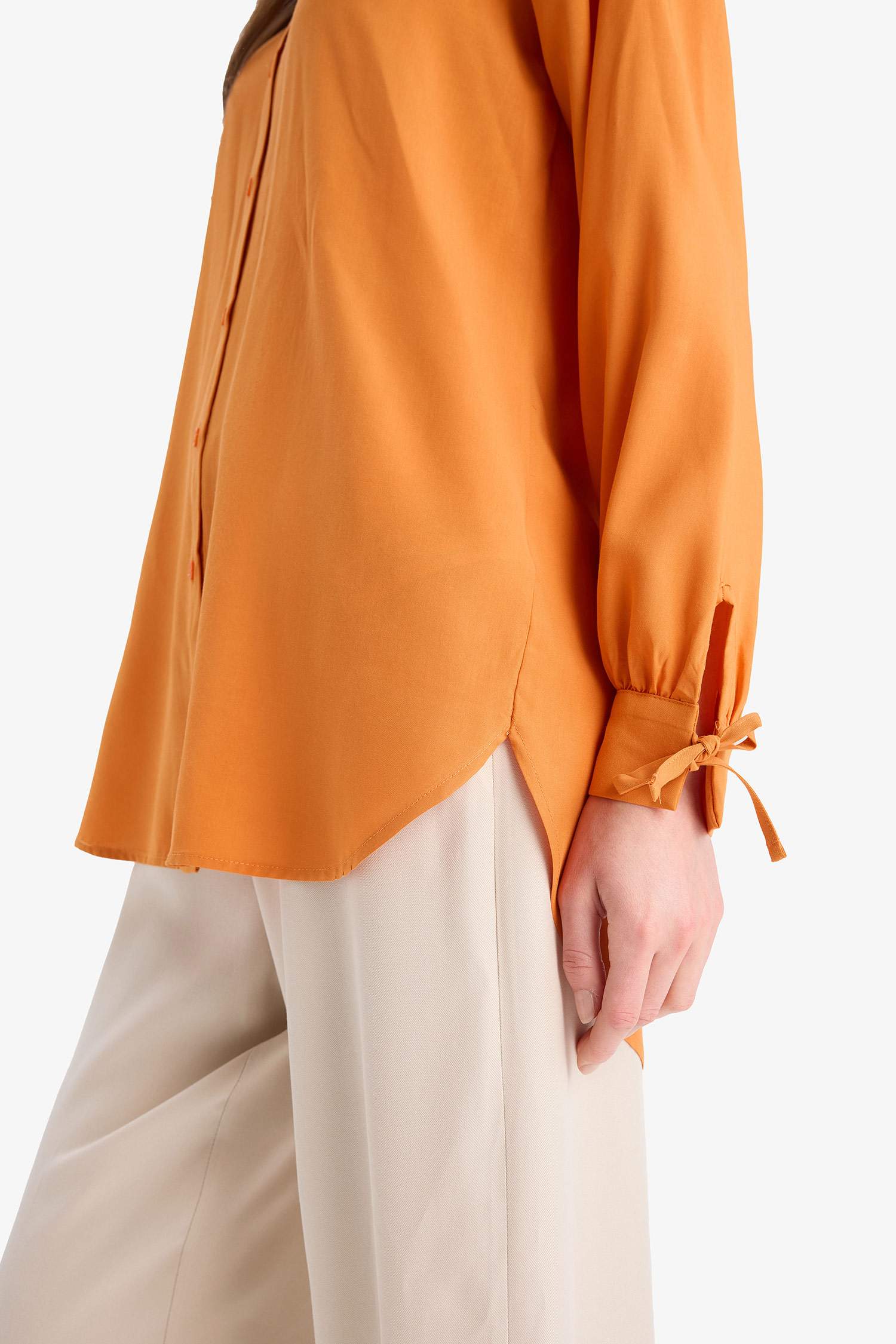 Regular Fit Viscose Shirt Collar Long Sleeve Tunic