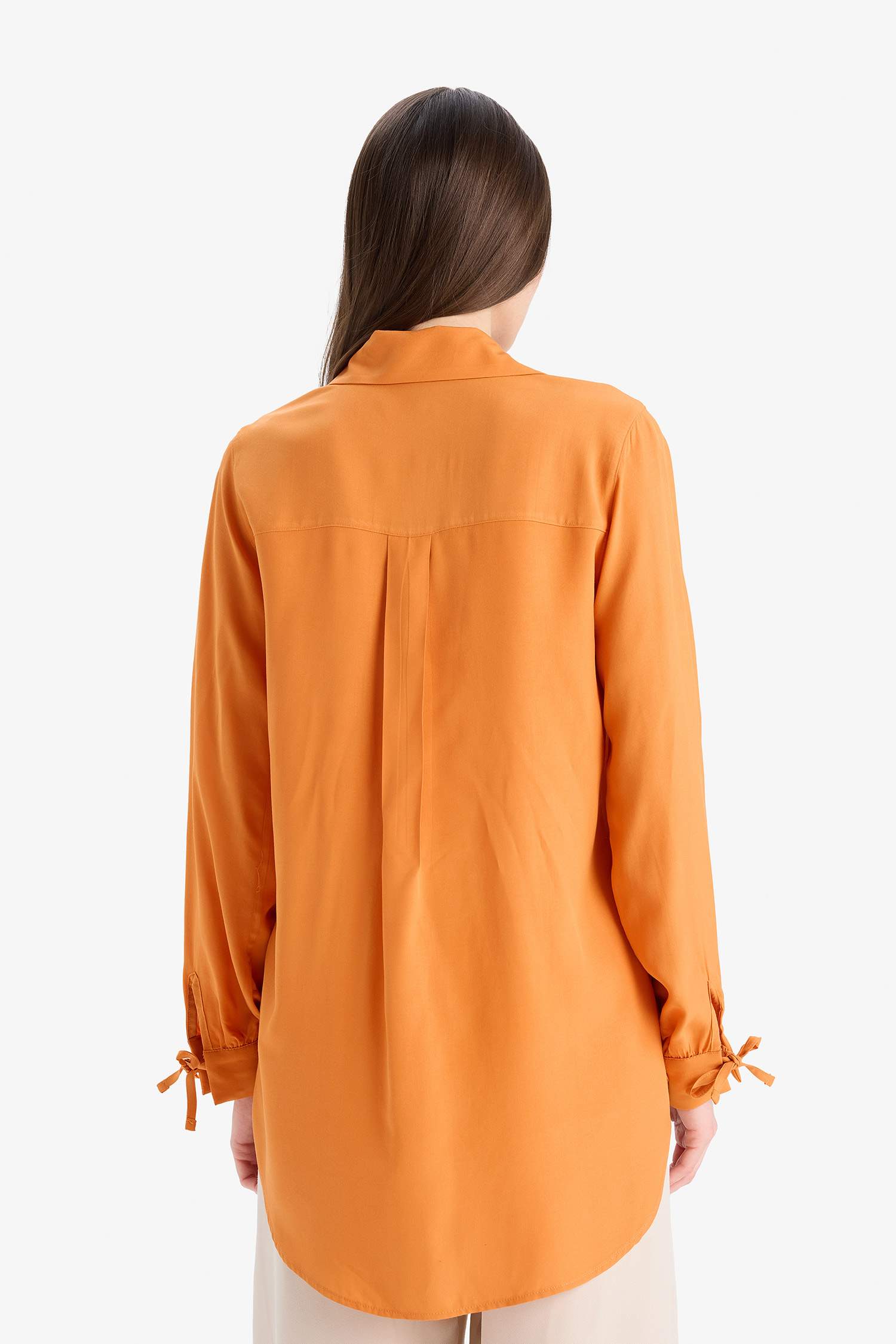 Regular Fit Viscose Shirt Collar Long Sleeve Tunic