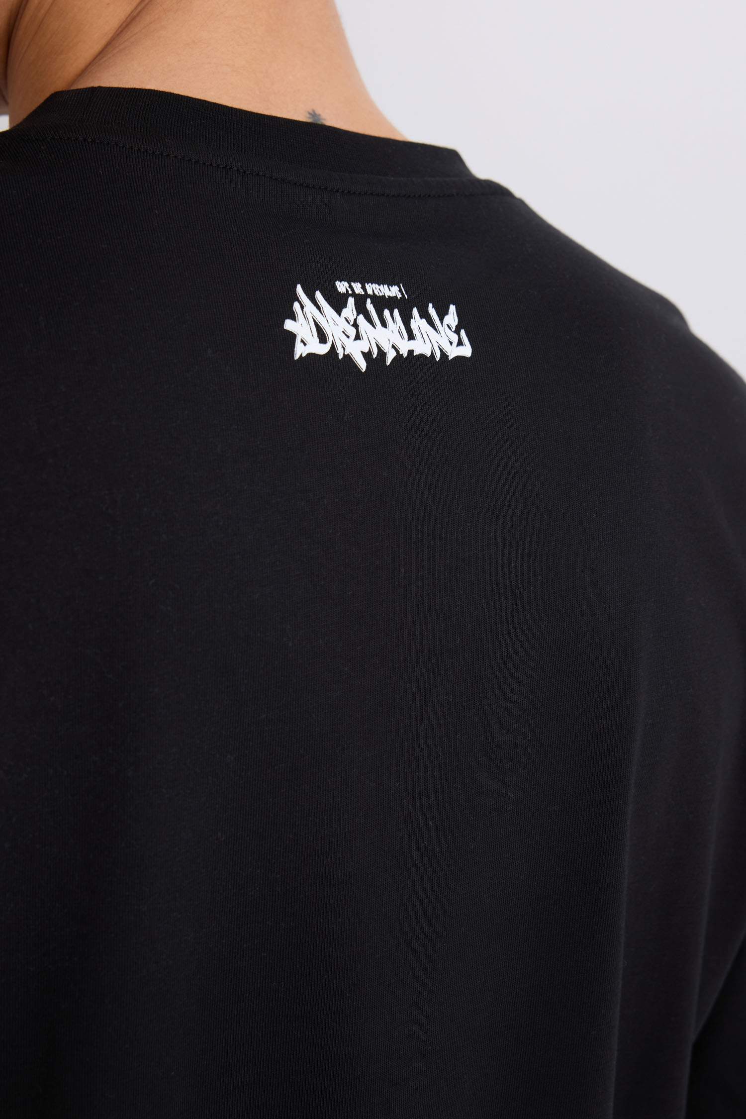 %100 Pamuk Boxy Fit Bisiklet Yaka Baskılı Kısa Kollu Tişört