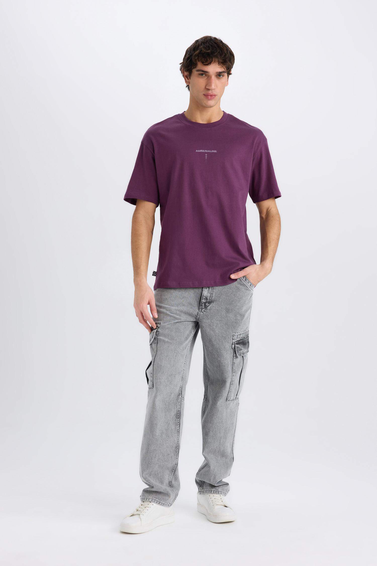 Boxy fit футболка с круглым вырезом, с принтом на спине и короткими рукавами