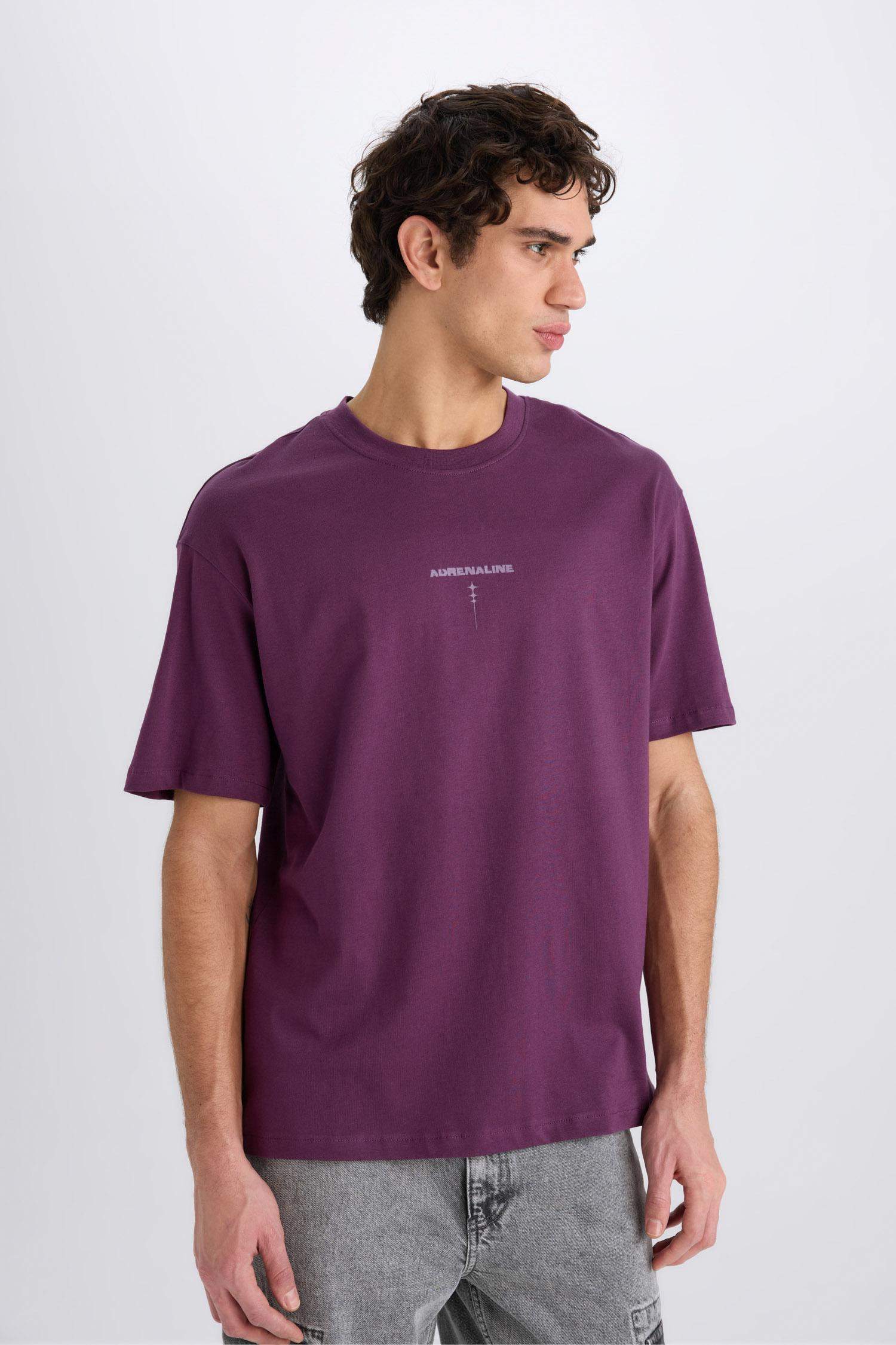 Boxy fit футболка с круглым вырезом, с принтом на спине и короткими рукавами