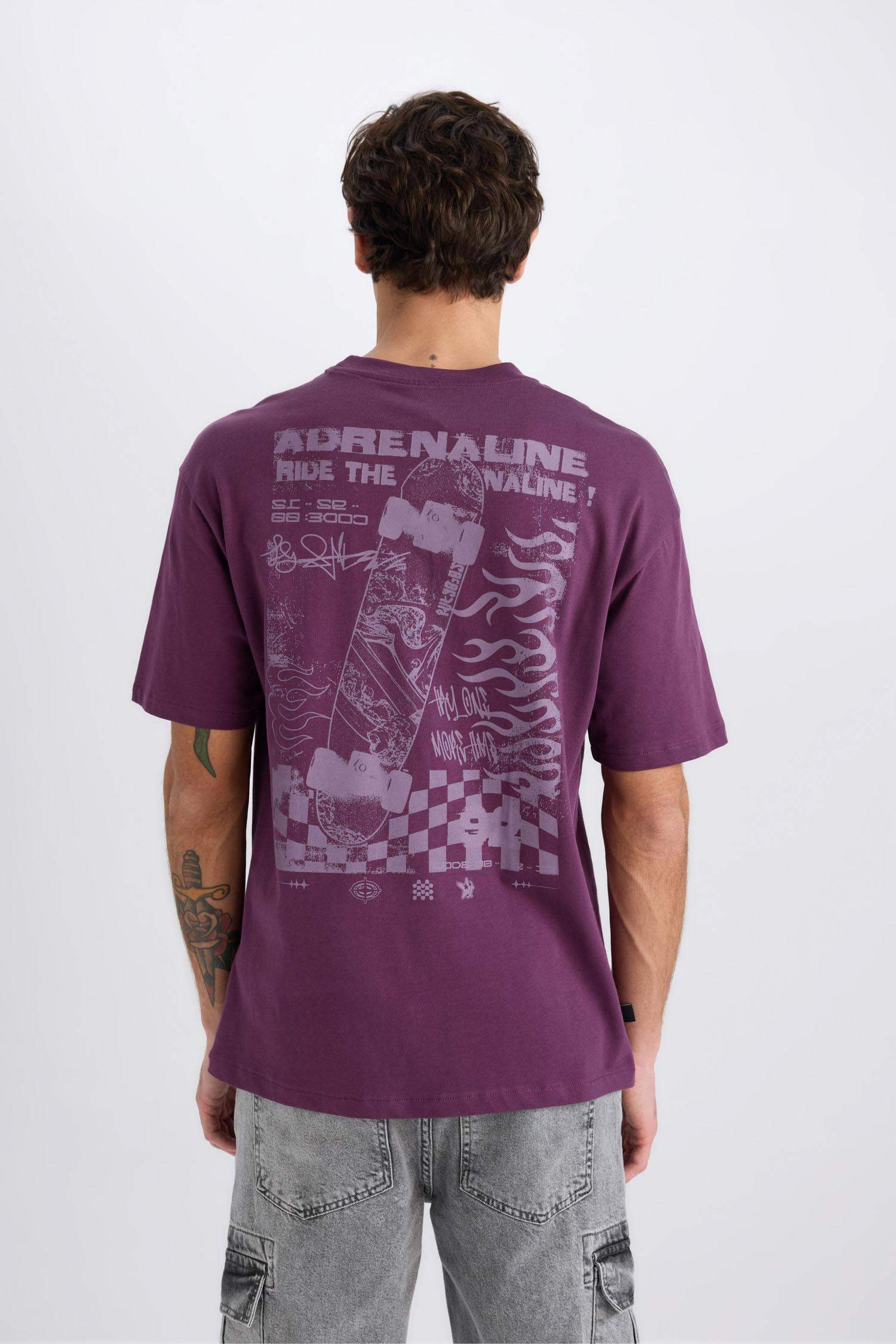 Boxy fit футболка с круглым вырезом, с принтом на спине и короткими рукавами