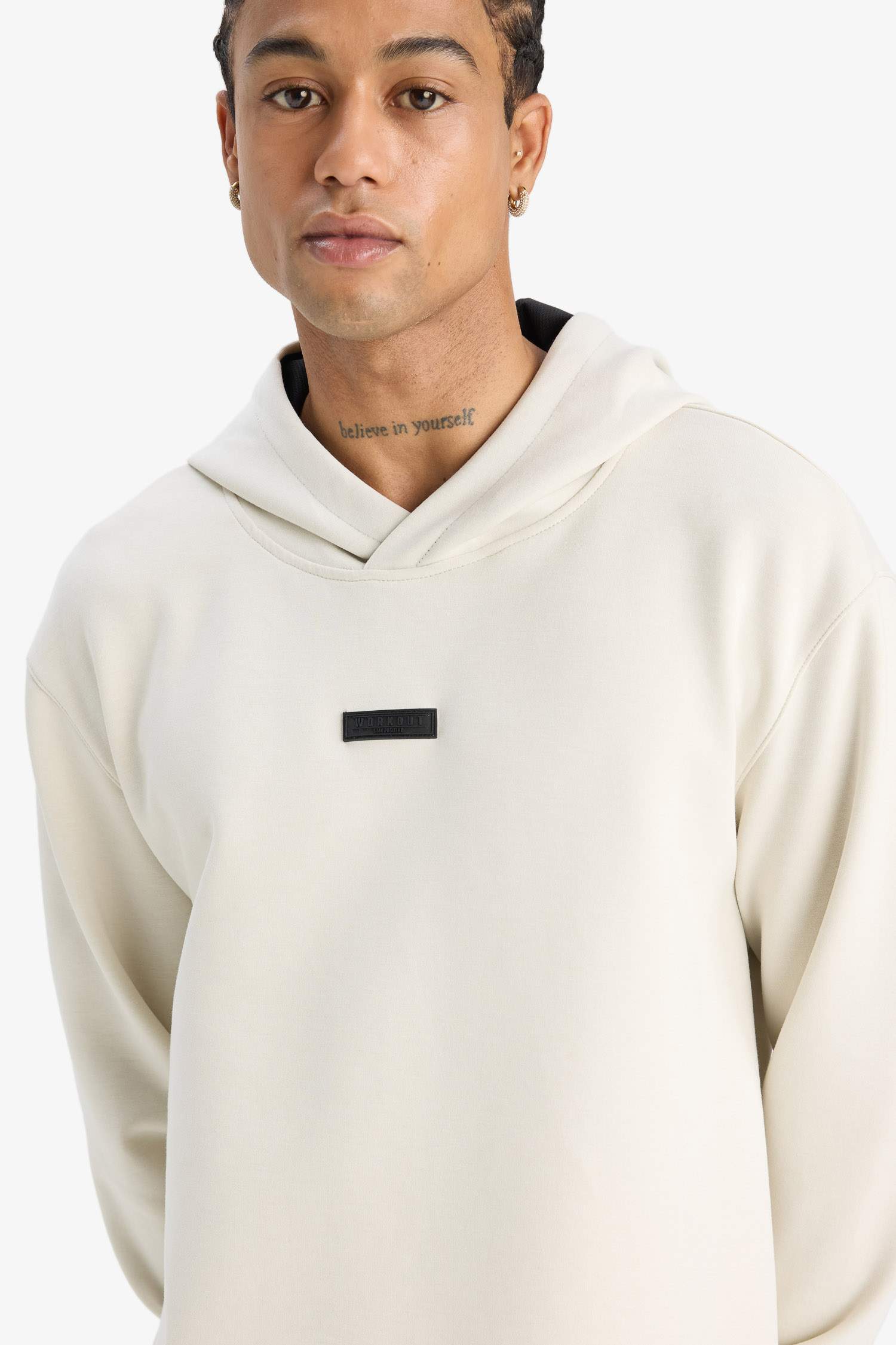 Standart Fit Kapüşonlu Skuba Dalgıç Kumaş Sporcu Sweatshirt