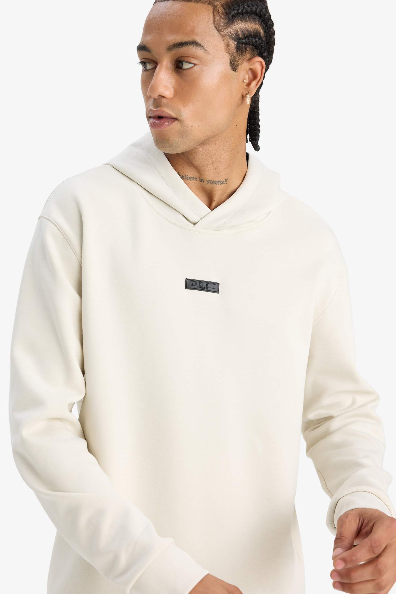Standart Fit Kapüşonlu Skuba Dalgıç Kumaş Sporcu Sweatshirt