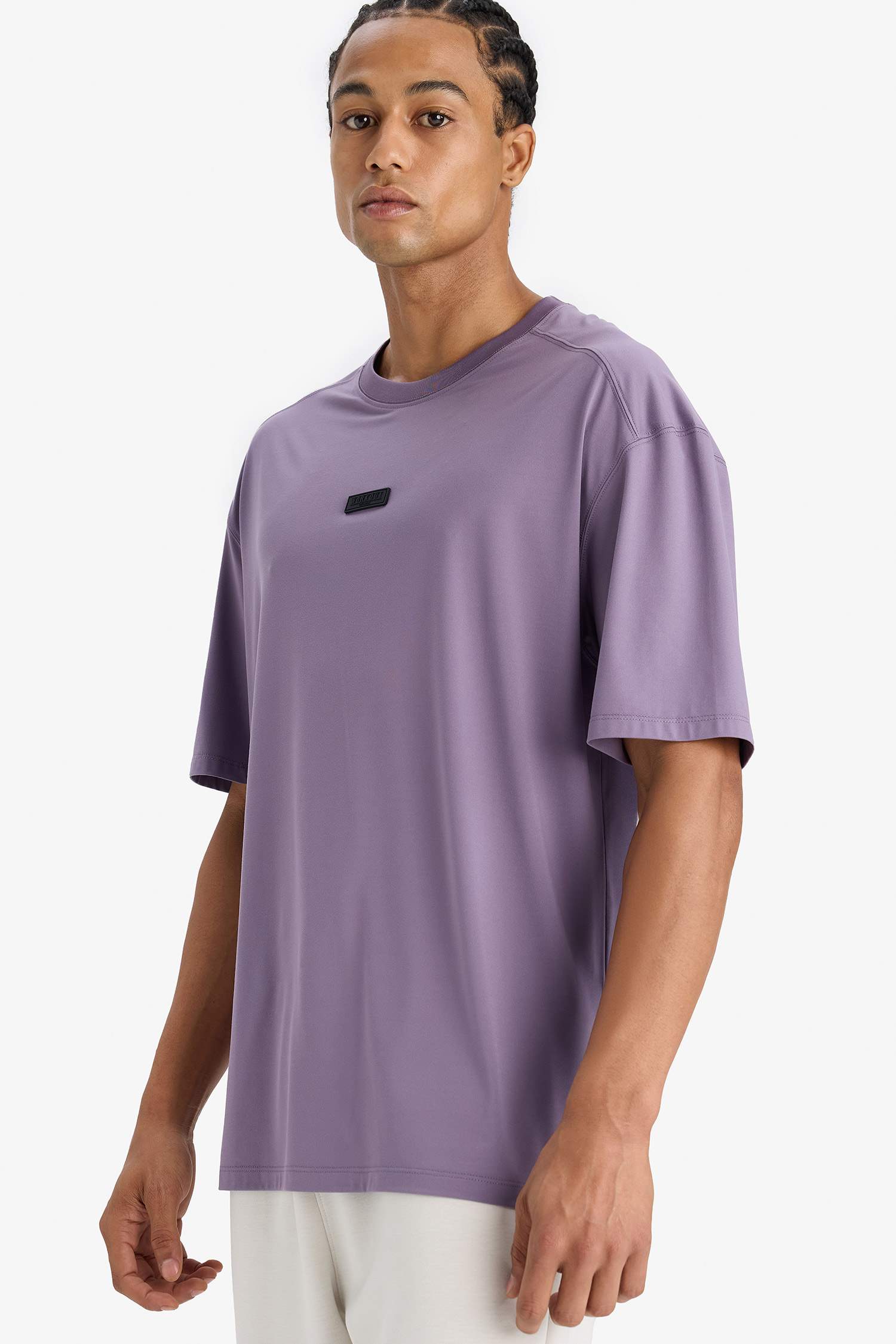 Boxy Fit Bisiklet Yaka Baskılı Sporcu Kısa Kollu Tişört