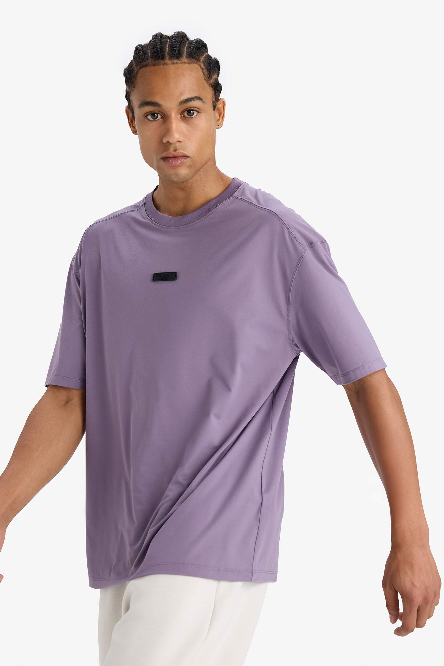 Boxy Fit Bisiklet Yaka Baskılı Sporcu Kısa Kollu Tişört