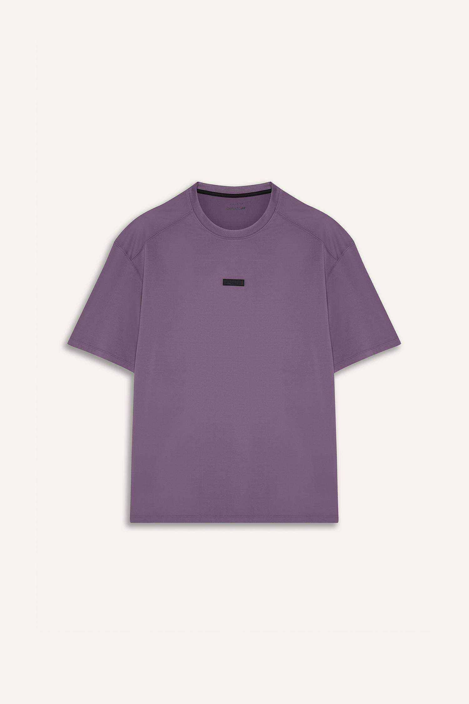 Boxy Fit Bisiklet Yaka Baskılı Sporcu Kısa Kollu Tişört