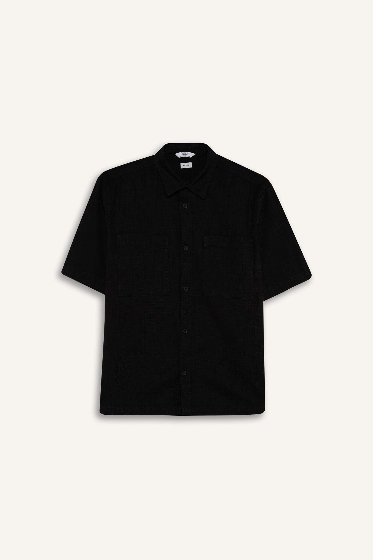 قميص نص كم من قطن قصة مريحة