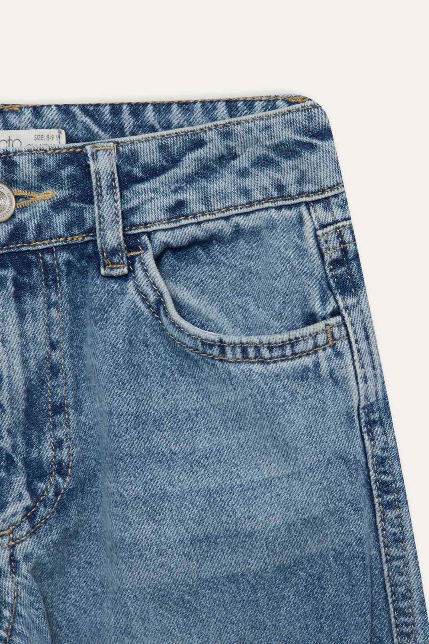 Kız Çocuk Wide Leg Kargo Geniş Paça Jean Pantolon