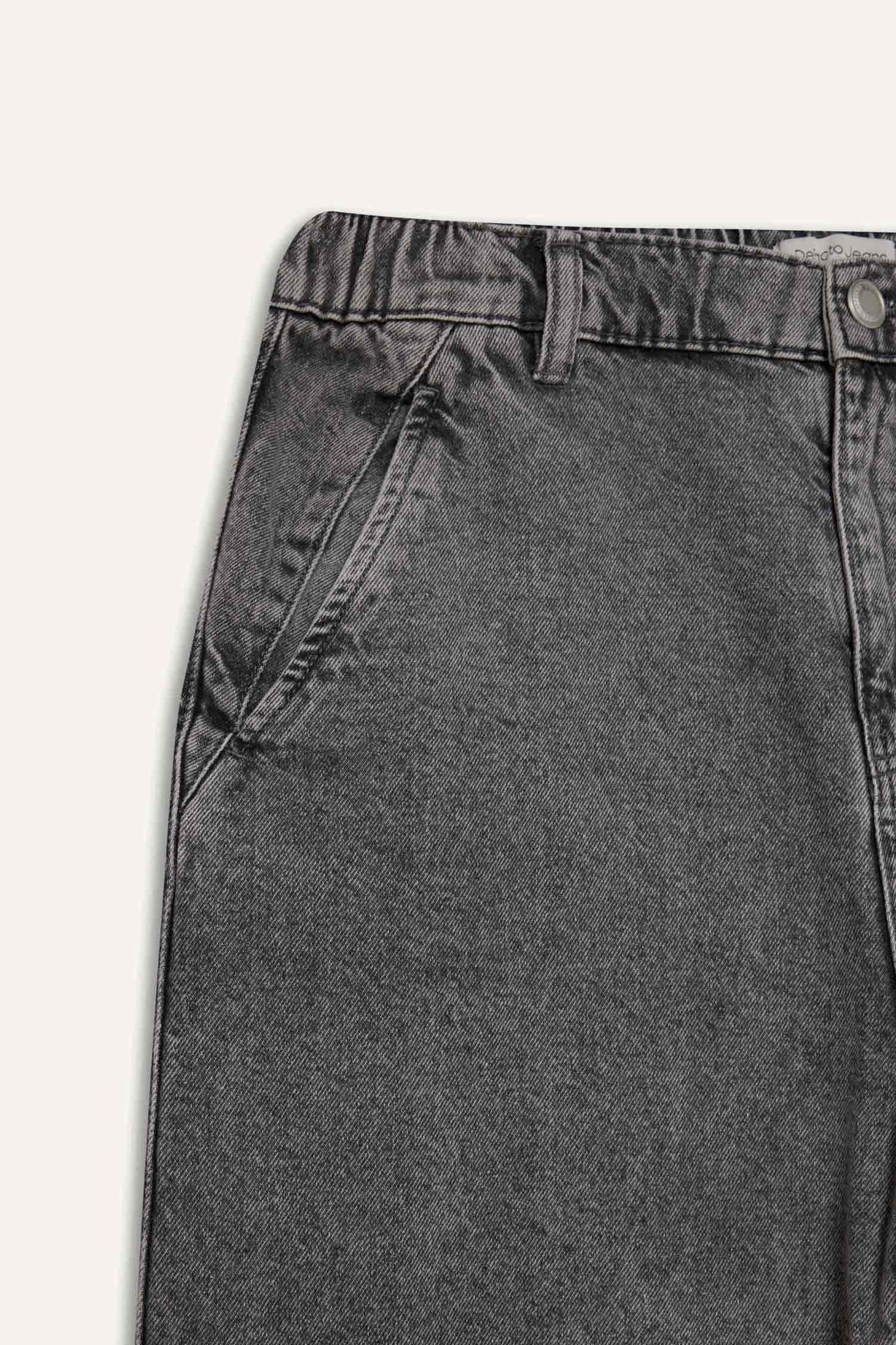 Relaxed Slouchy Fit Wide Leg Washed Jeans