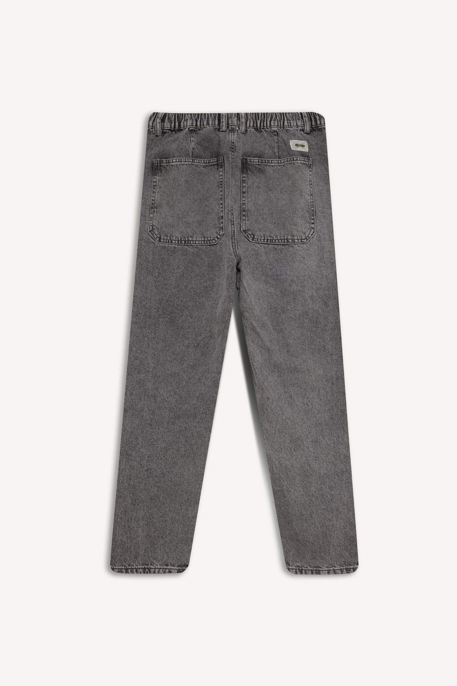 Relaxed Slouchy Fit Wide Leg Washed Jeans