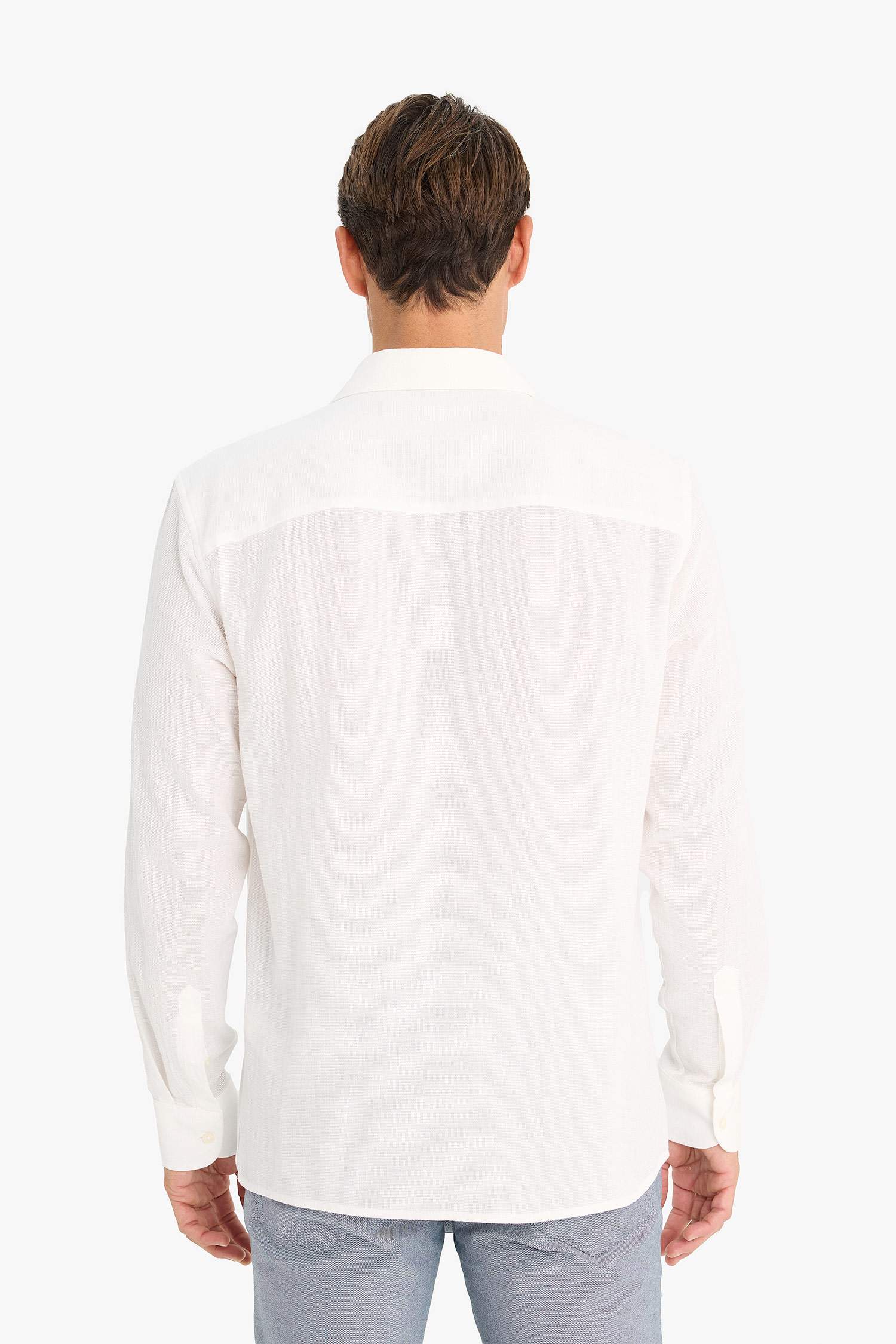 Regular Fit Polo Collar Long Sleeve Shirt