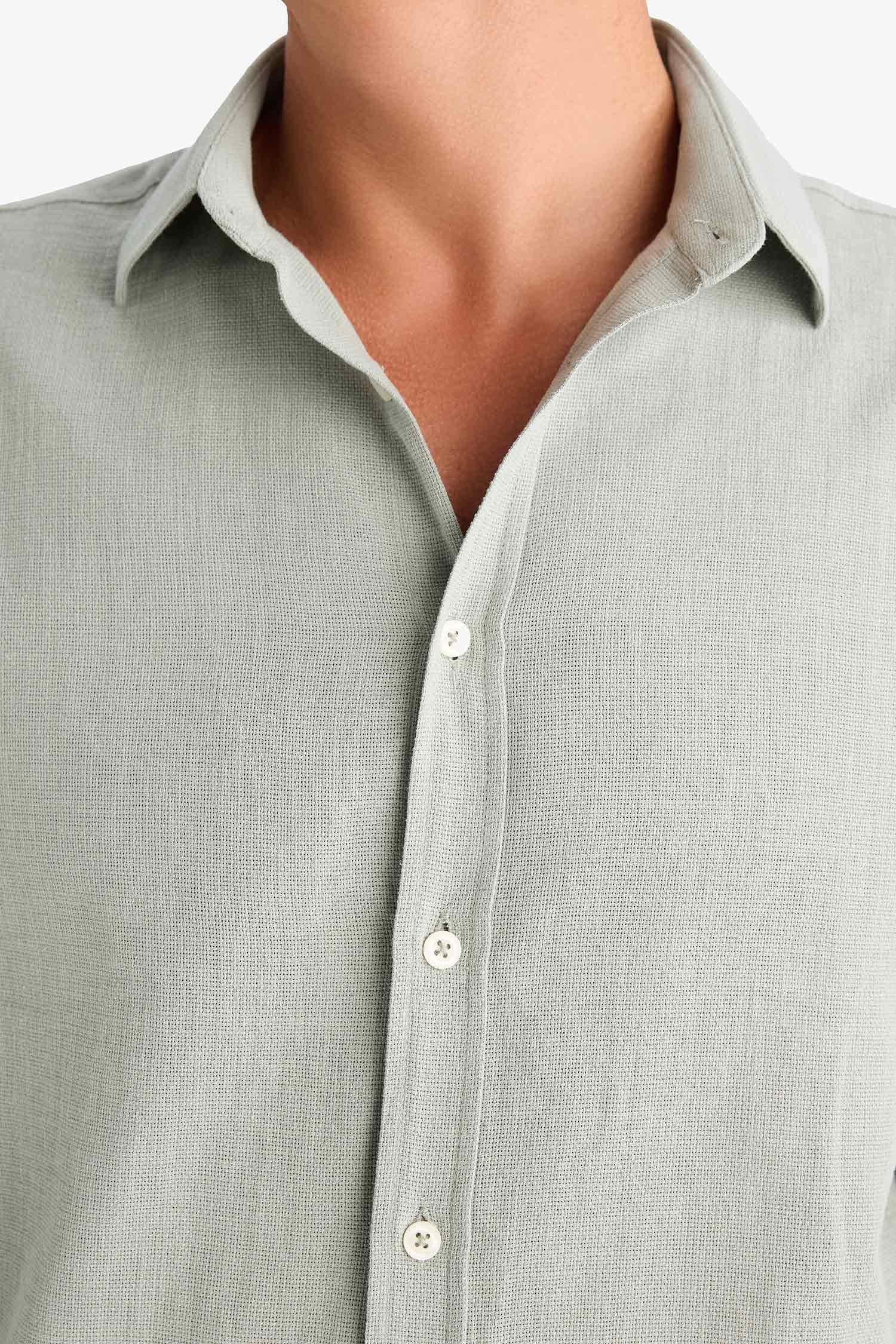 Regular Fit Polo Collar Long Sleeve Shirt