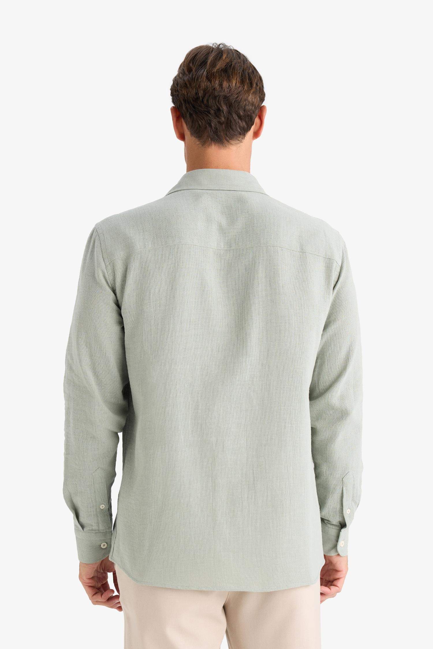 Regular Fit Polo Collar Long Sleeve Shirt