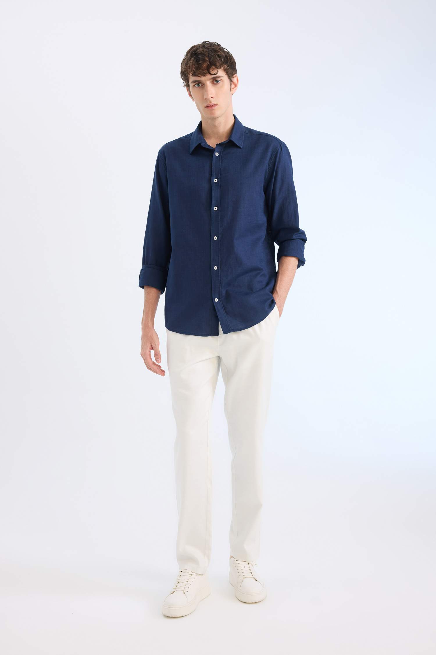 поло жаға Ұзын жеңді көйлек